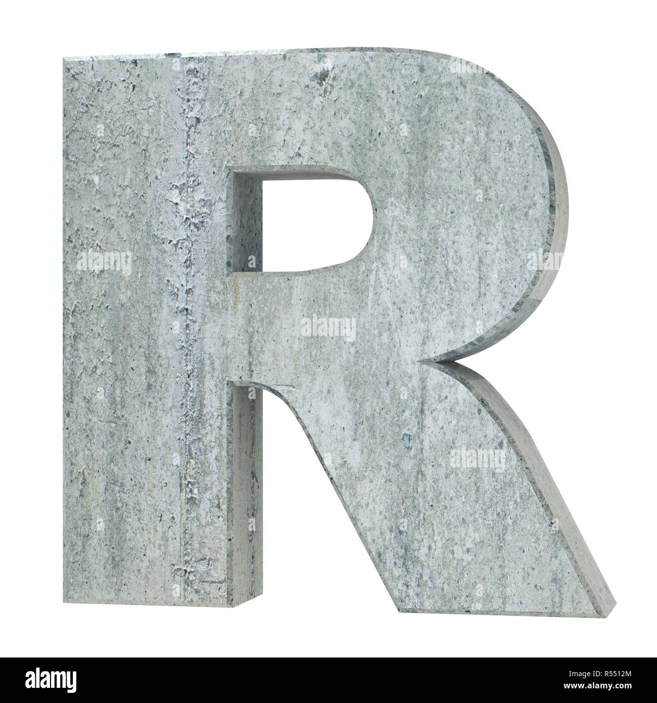 Concrete Capital Letter - R isolated on white background . 3D render ...