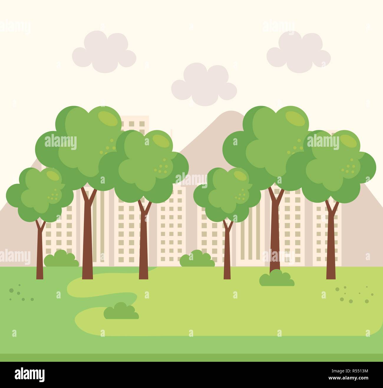 park landscape scene icon vector illustration design Stock Vector Image ...