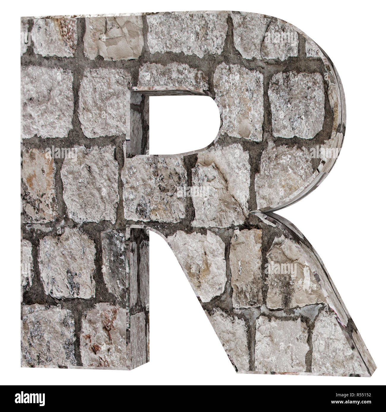 Bricks Letter R Capital letter - R from stone bricks. 3D Render Illustration Stock ...