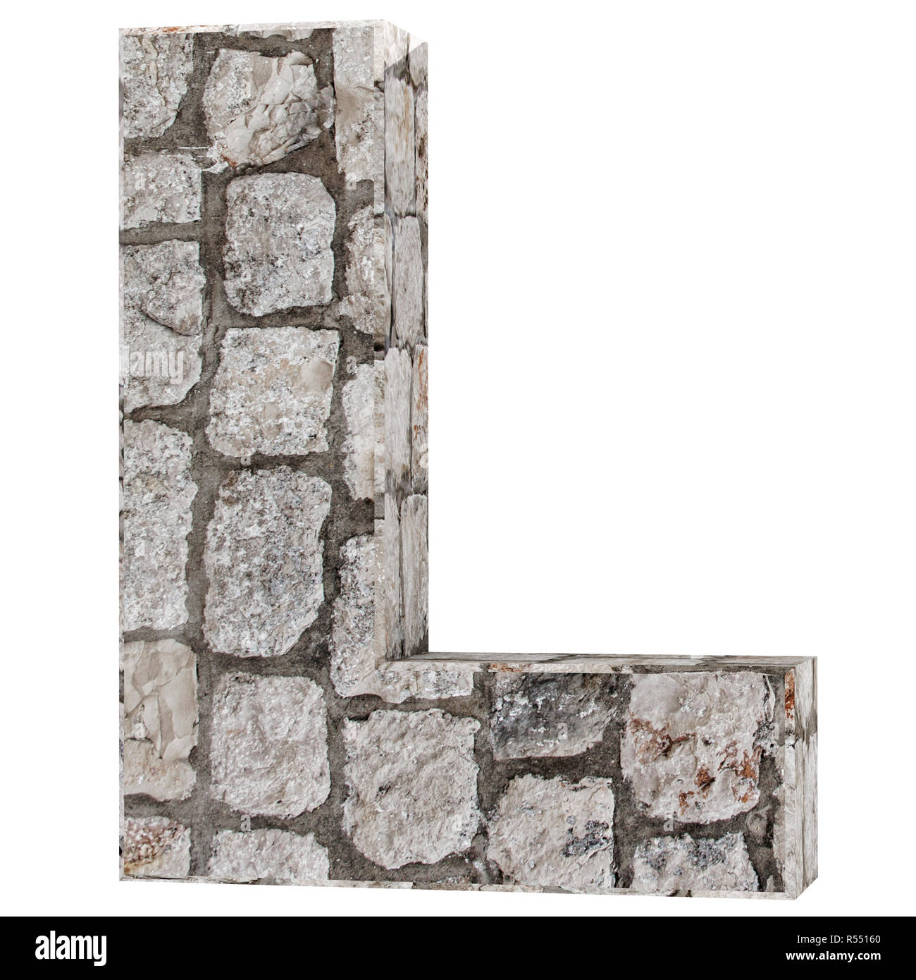 Capital letter - L from stone bricks. 3D Render Illustration Stock Photo -  Alamy