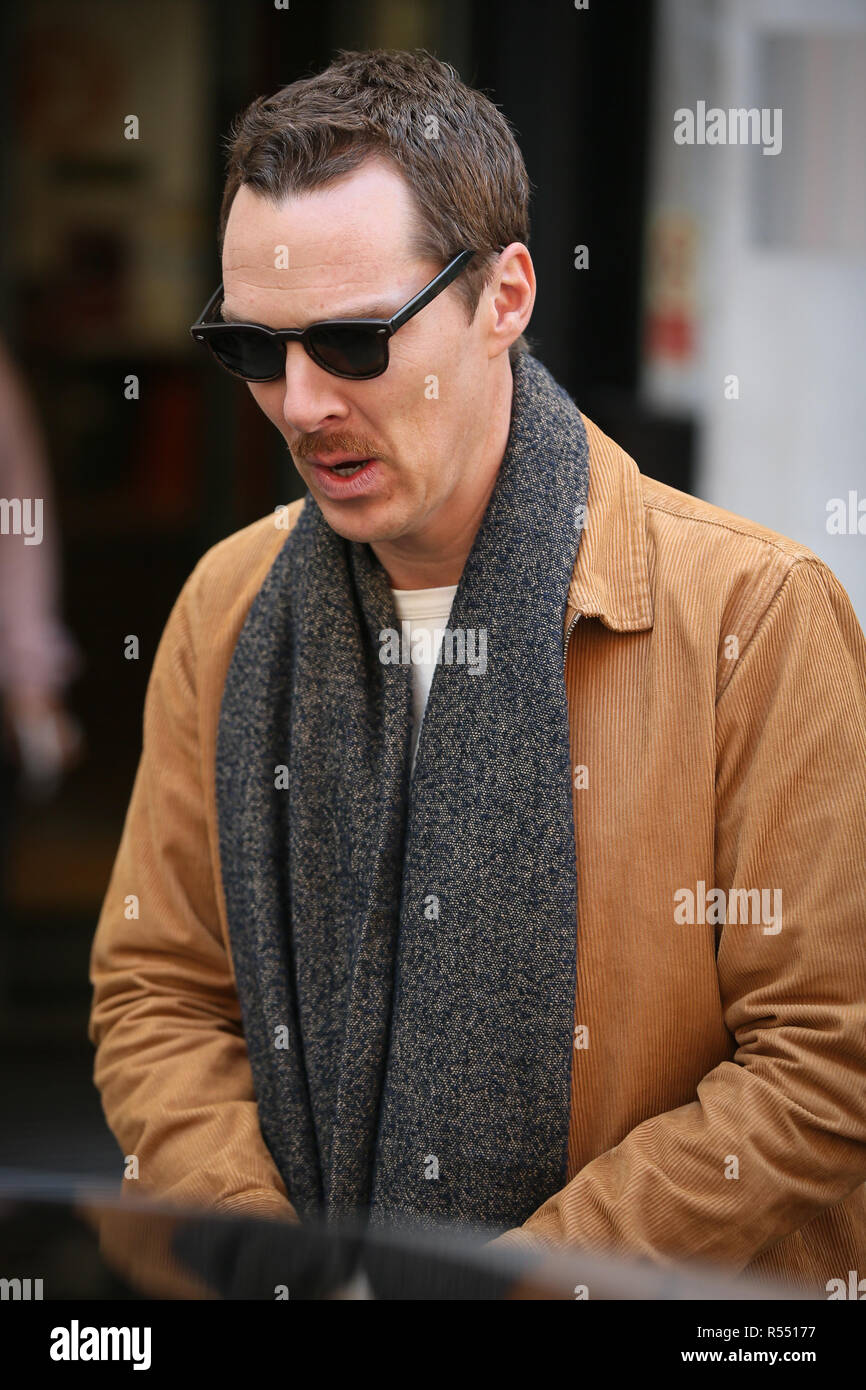 Benedict Cumberbatch leaving BBC Radio Two Studios after promoting his new  film 'The Grinch' Benedict have been growing a moustache - London  Featuring: Benedict Cumberbatch Where: London, United Kingdom When: 29 Oct
