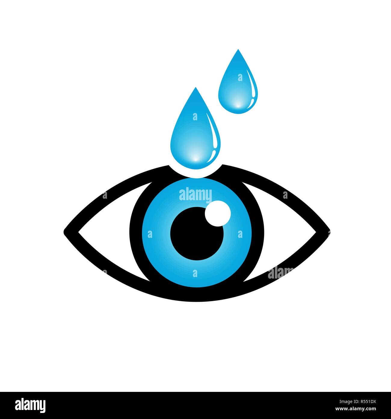 blue eye with eye drops icon isolated on white background vector ...