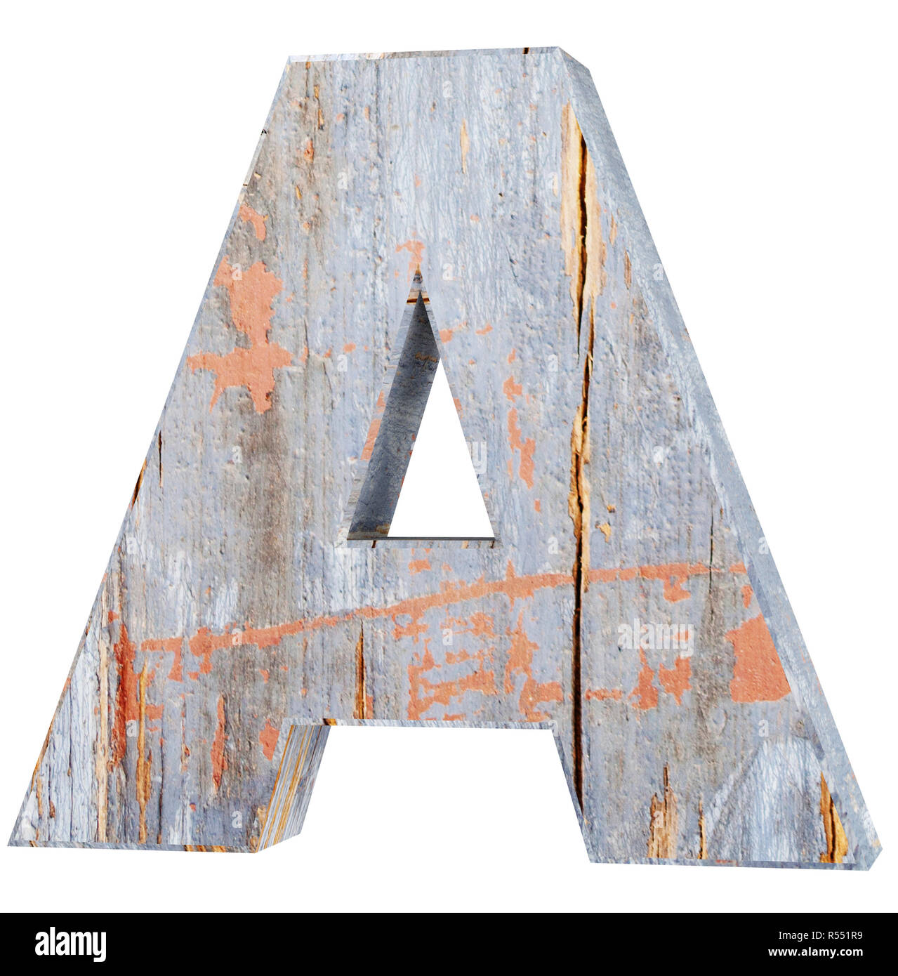 Decorative wooden alphabet letter - A. 3d rendering illustration. Isolated on white background Stock Photo