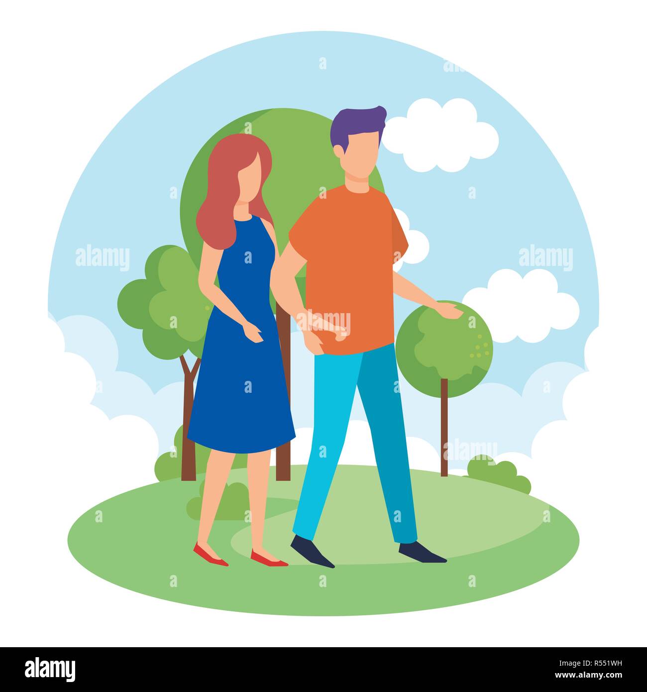 couple in tthe park characters vector illustration design Stock Vector ...