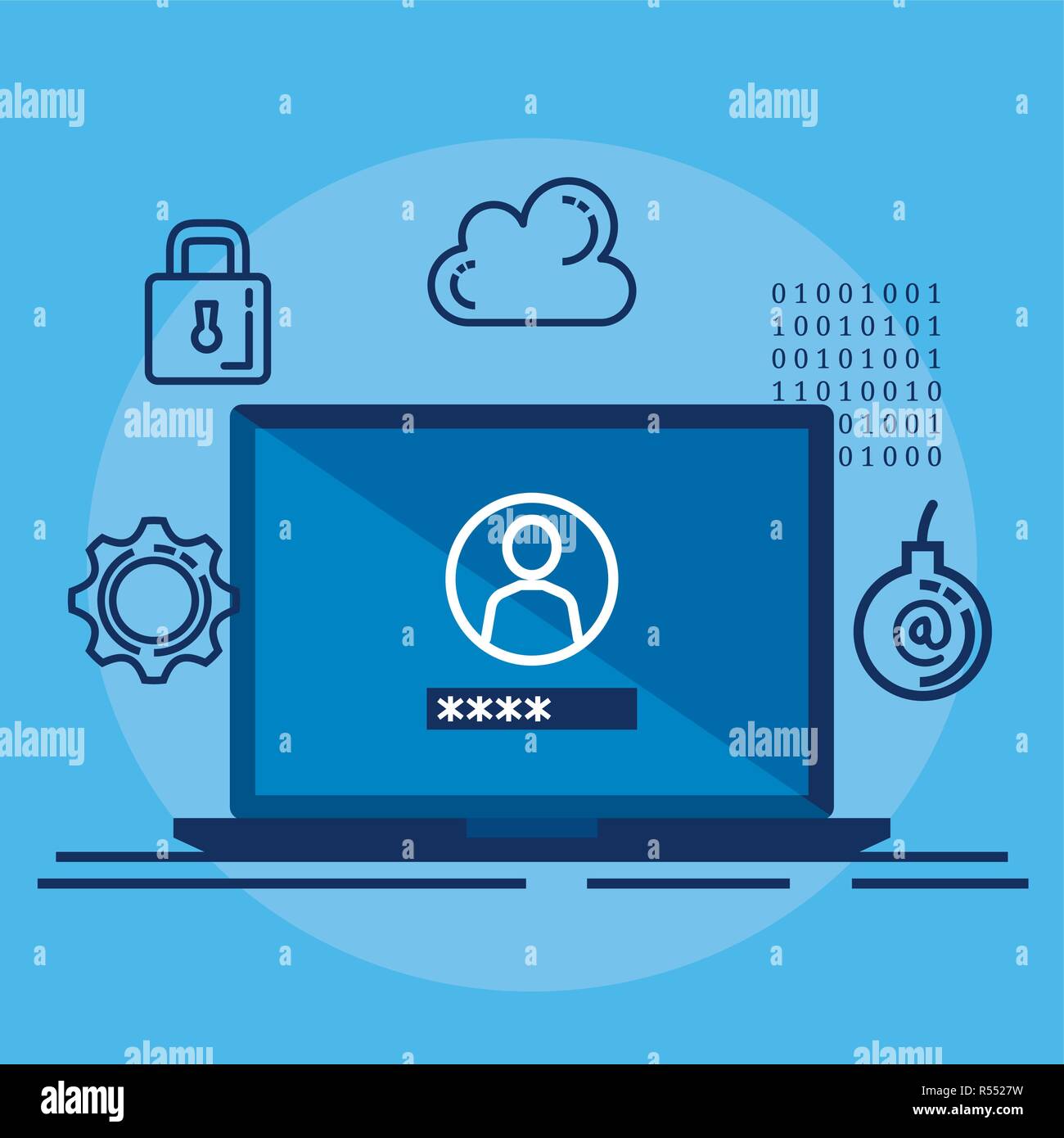 data center security with laptop vector illustration design Stock ...