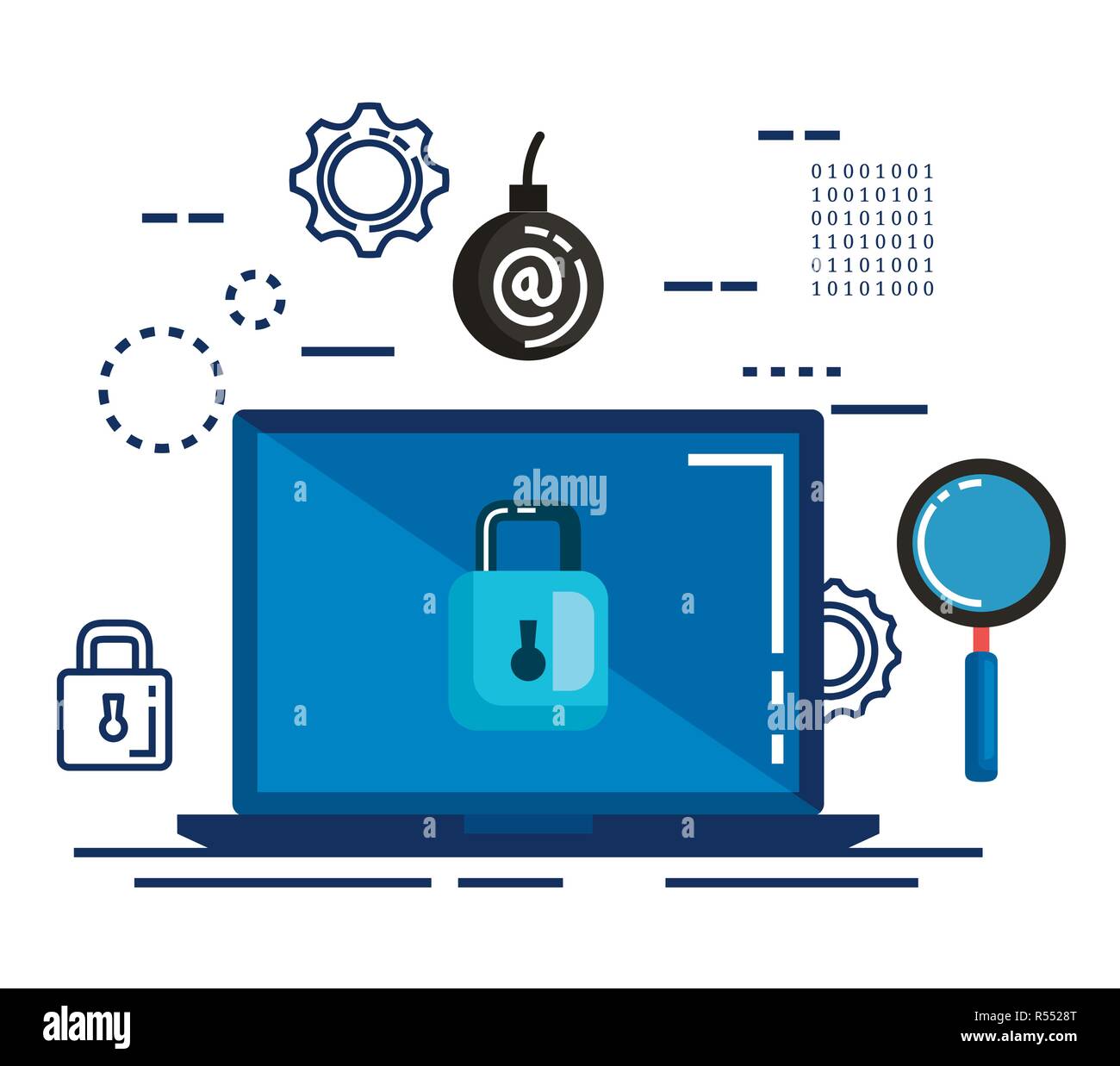 data center security with laptop vector illustration design Stock ...