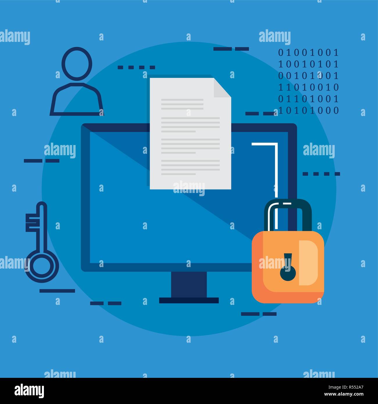 data center security with desktop vector illustration design Stock