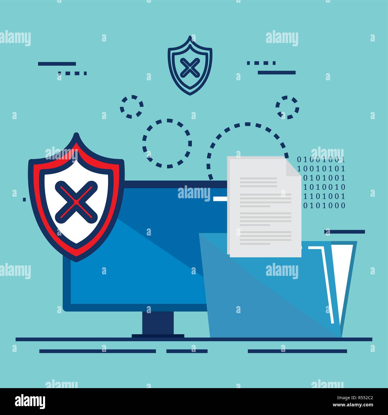 data center security with desktop vector illustration design Stock ...