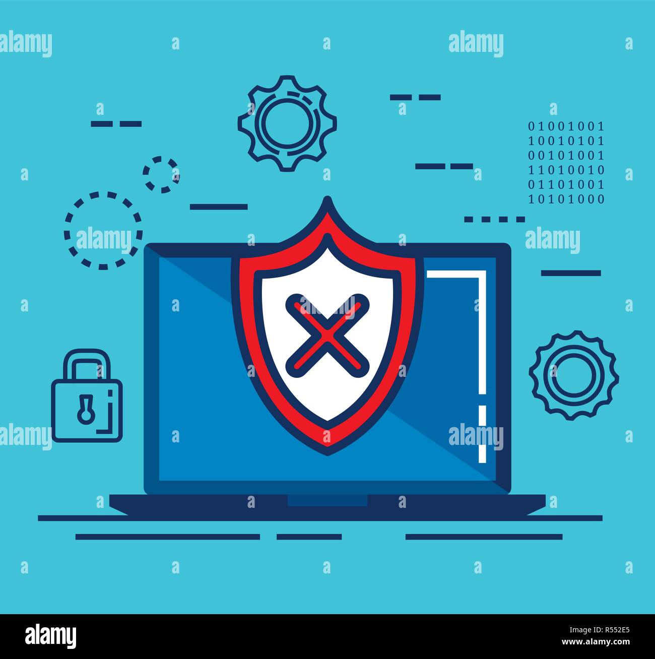 data center security with laptop vector illustration design Stock ...