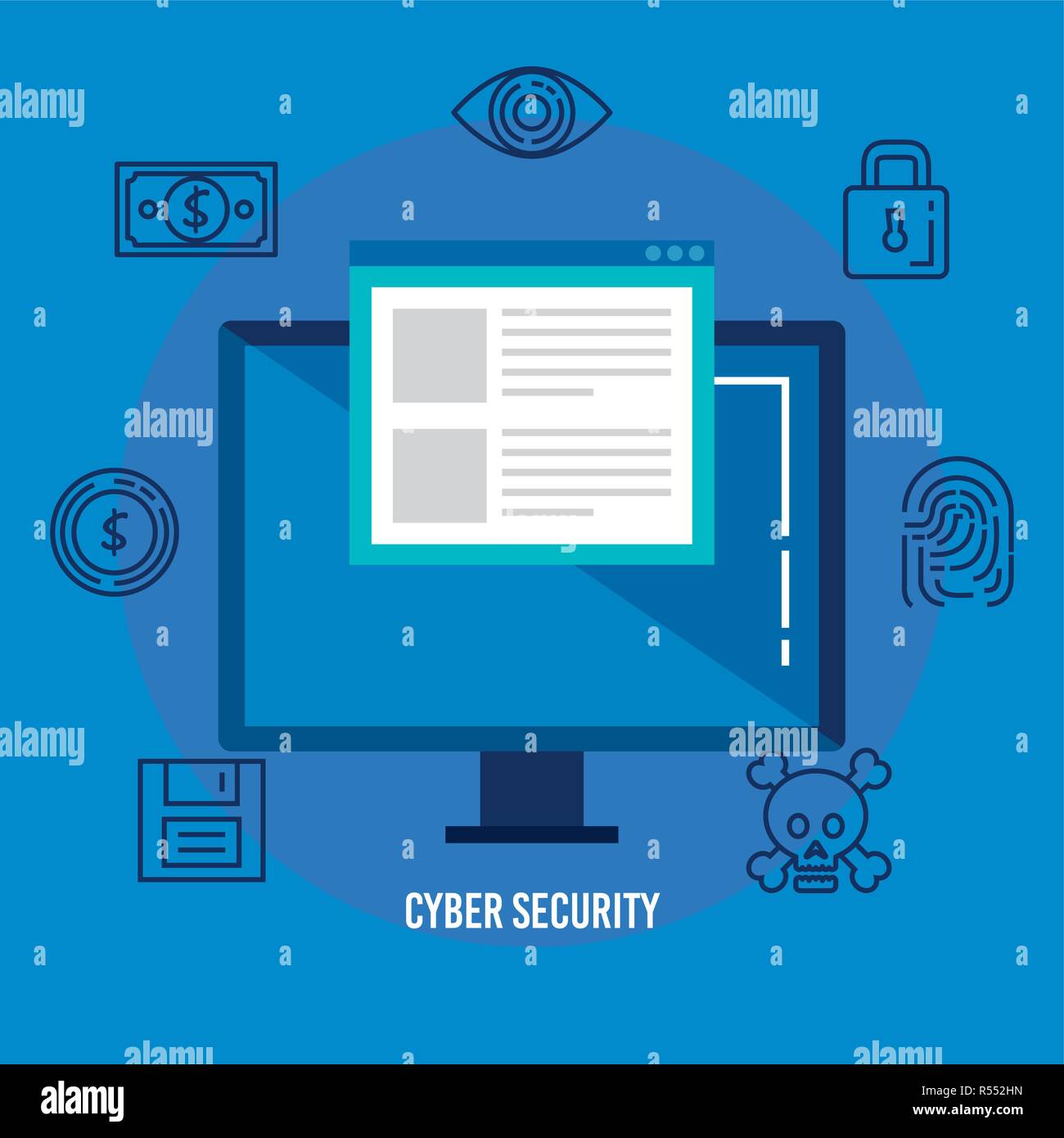 data center security with desktop vector illustration design Stock