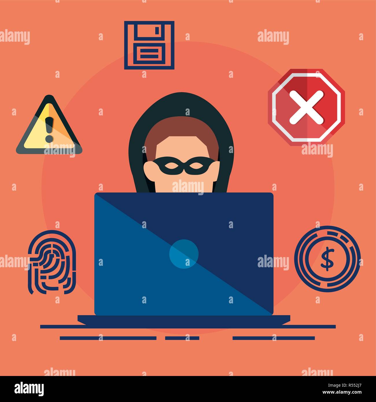 data center security with laptop vector illustration design Stock Vector