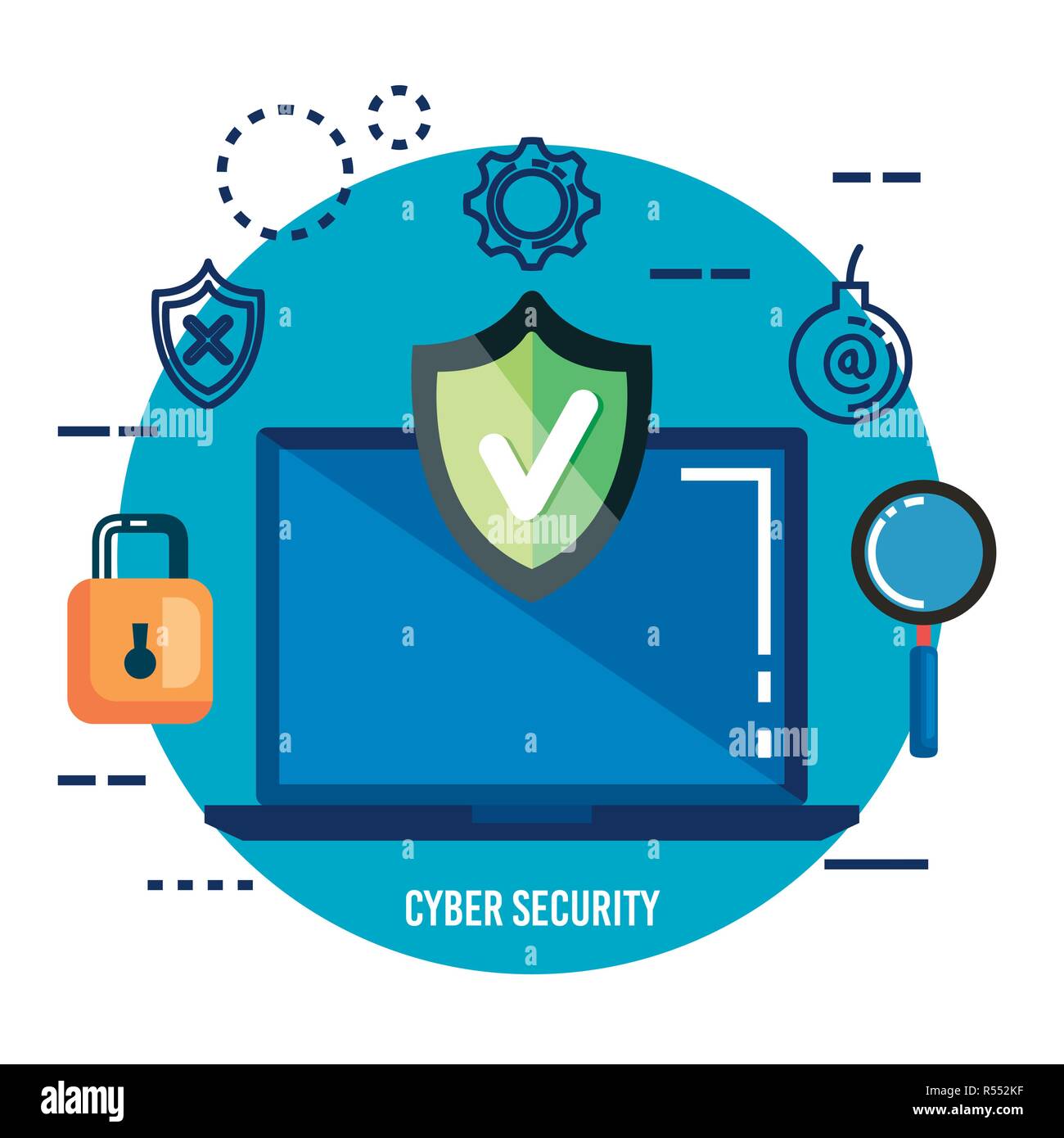 data center security with laptop vector illustration design Stock ...