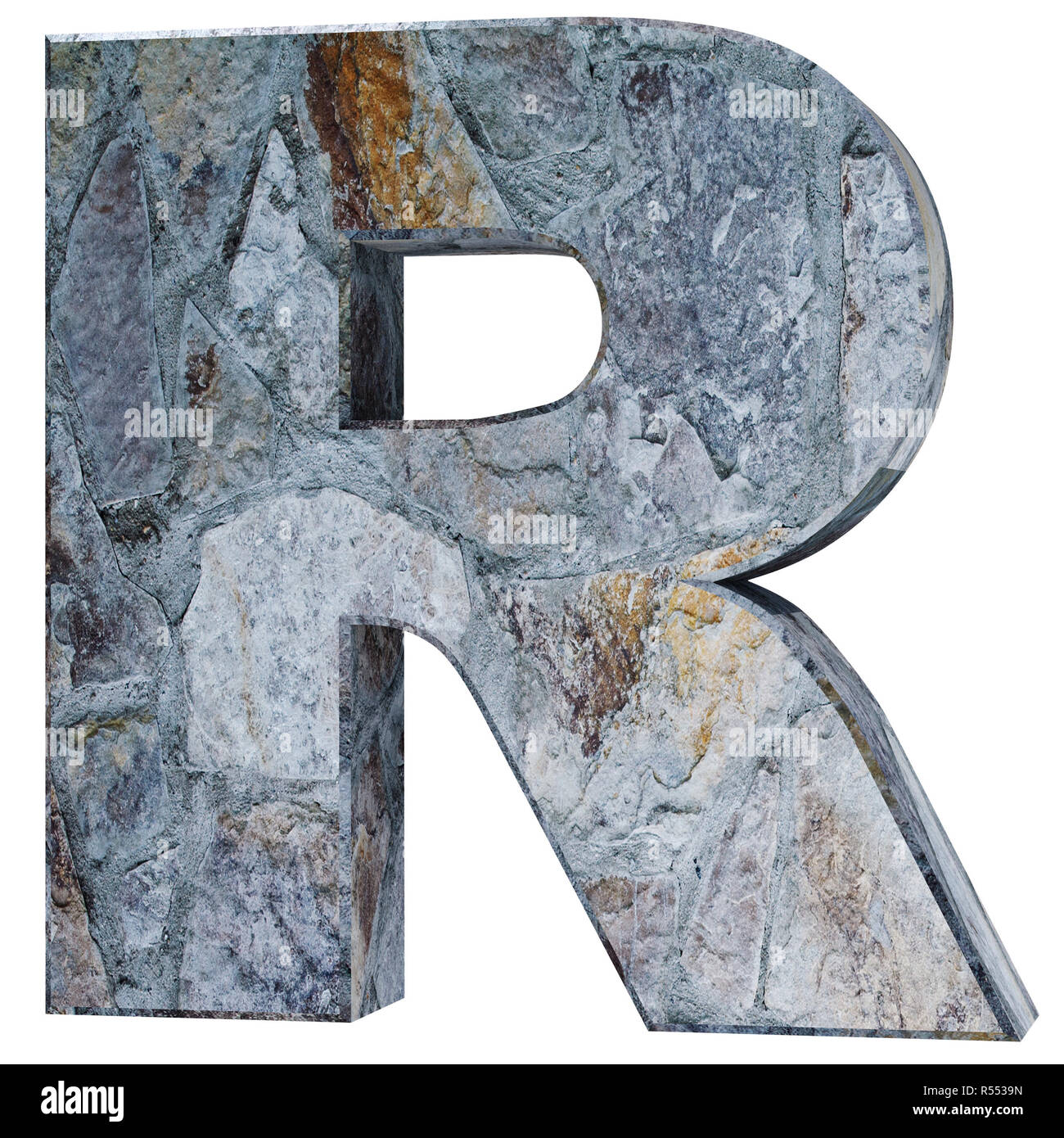 Capital letter - R from stone. 3D Render Illustration Stock Photo - Alamy