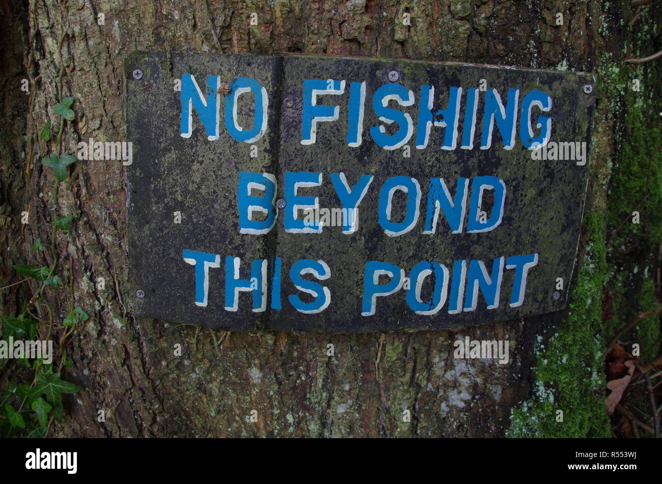 No fishing beyond this point. Longdistance trail. England. UK Stock