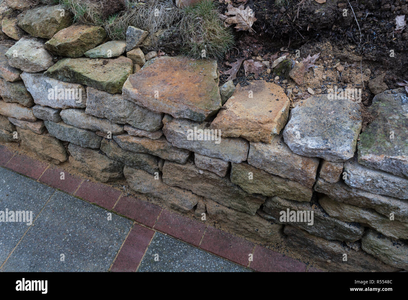 wall of stacked stone slabs. Stock Photo