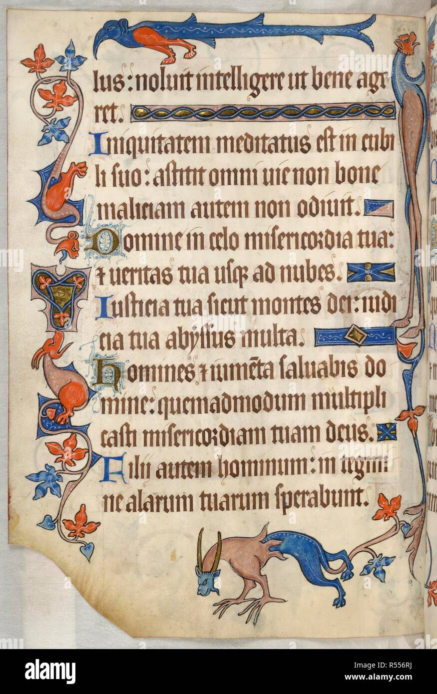 Psalm 35; grotesques. Luttrell Psalter. England [East Anglia]; circa ...