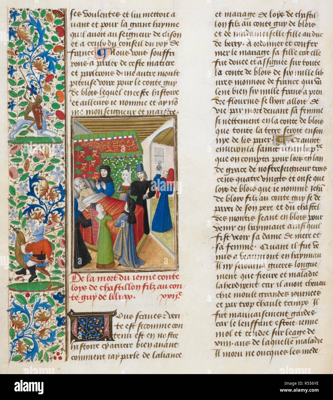 Charles VI meeting the duke of Brittany at Tours. Chroniques, Vol. IV, part 1 (the 'Harley Froissart'). (Froissart's Chronicles). Netherlands, S. (Bruges), between c. 1470 and 1472. Source: Harley 4379 f.125v. Language: French. Author: FROISSART, JEAN. Stock Photo