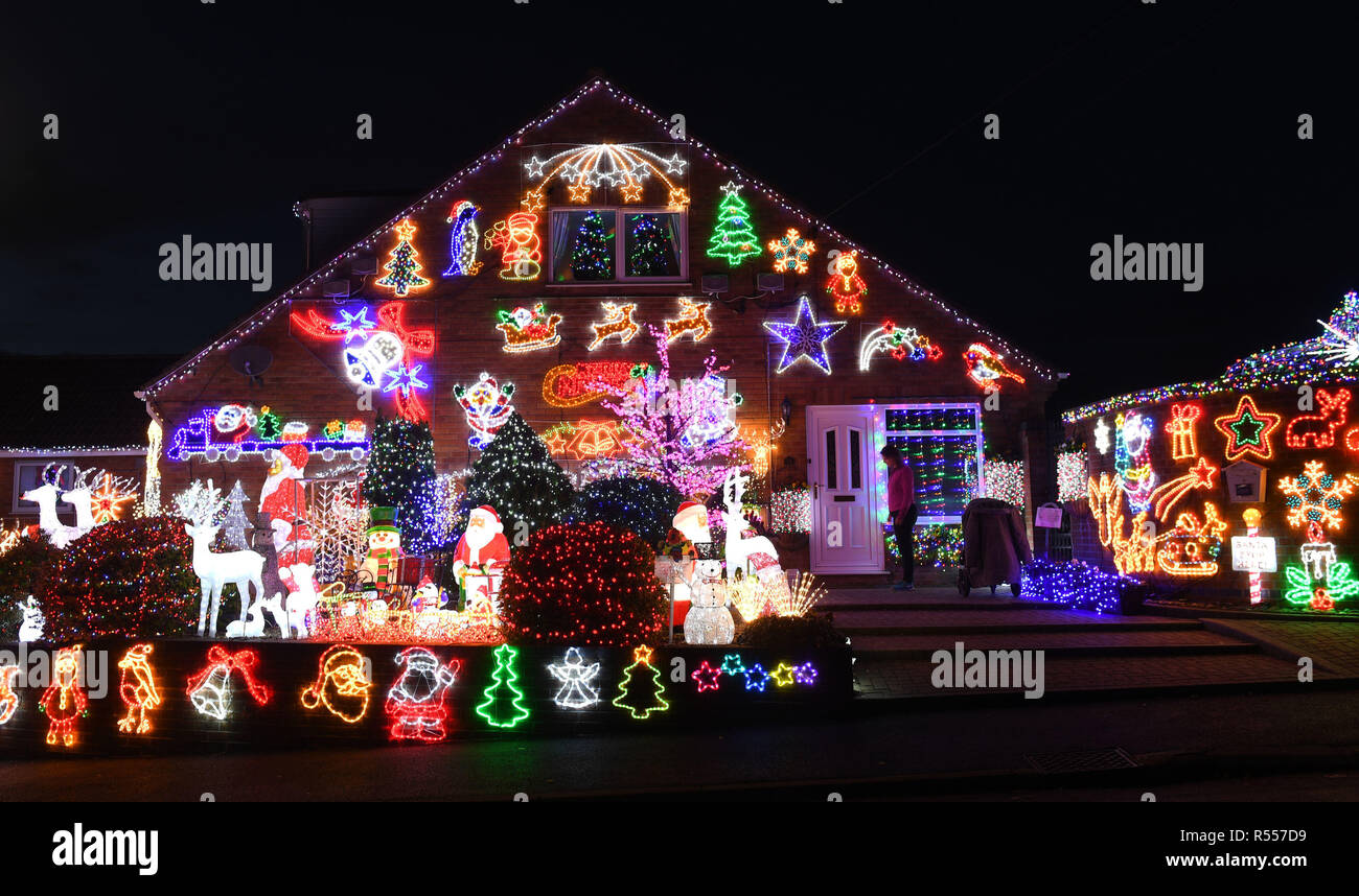 The home of John and Helen Attlesey is lit up with Christmas lights in