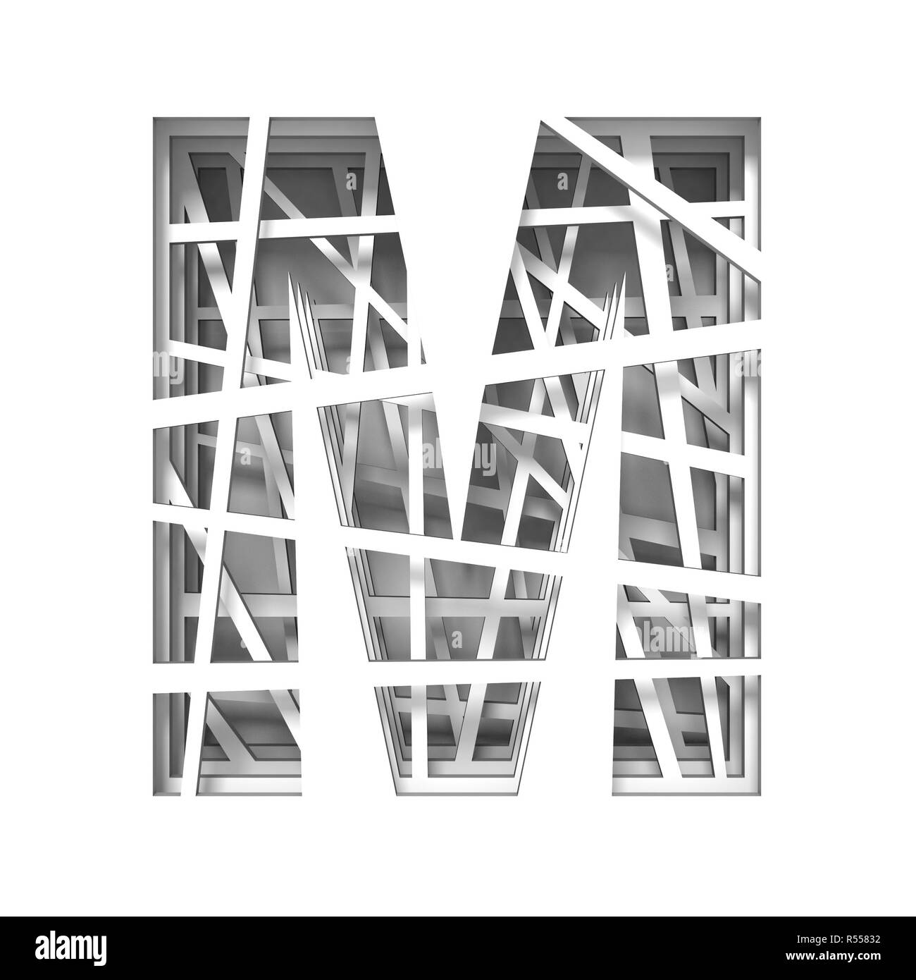 Paper cut out font letter M 3D Stock Photo - Alamy