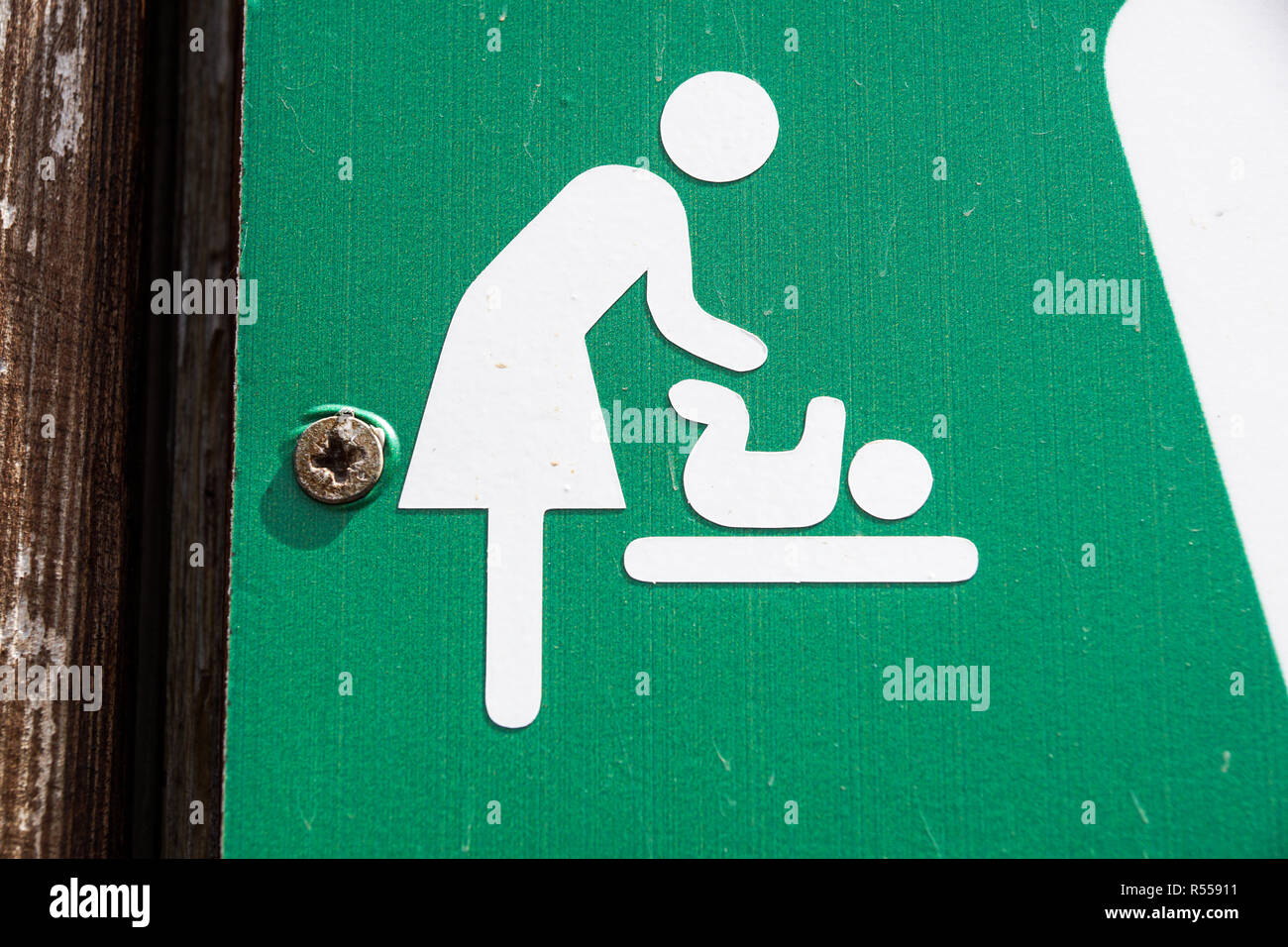 The sign and symbol of Diaper changing room or Baby Changing Room Stock