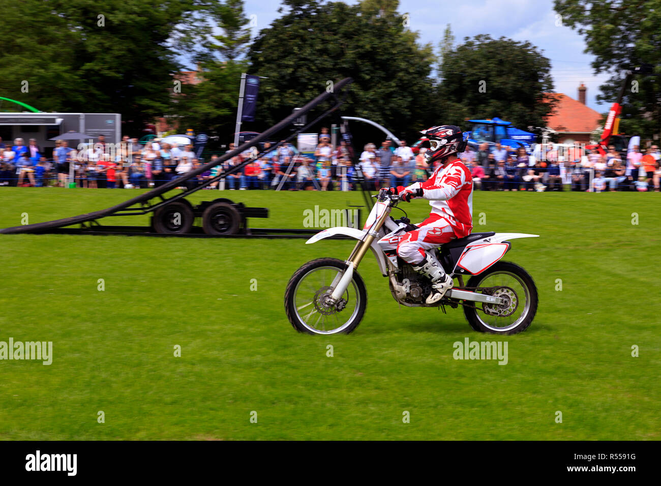 Motorbike Stunt Rider at Wrangle Show Lincolnshire Stock Photo Alamy