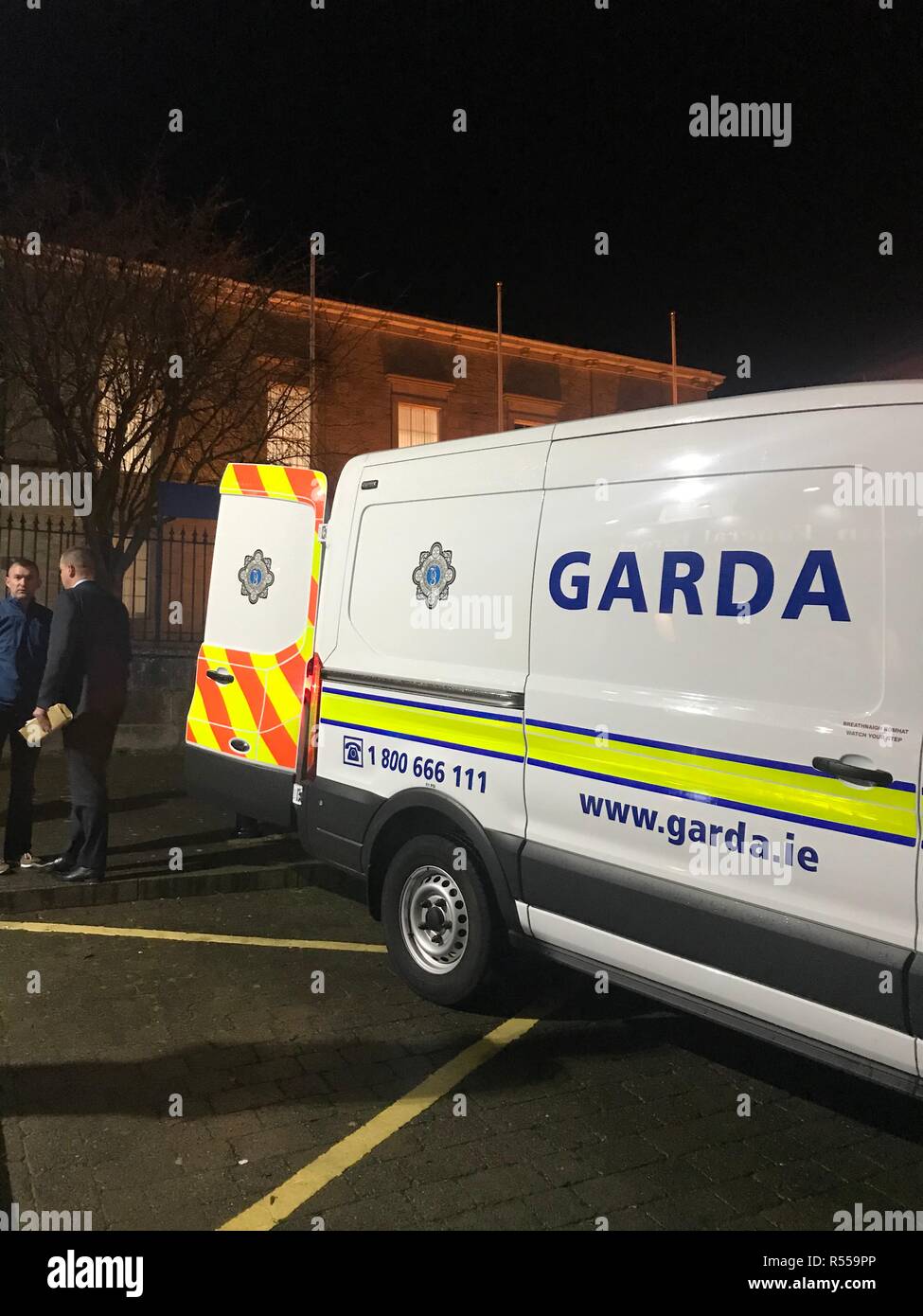 A Garda patrol van parked outside Carrickmacross District Court, Co. Monaghan, Ireland. Stock Photo