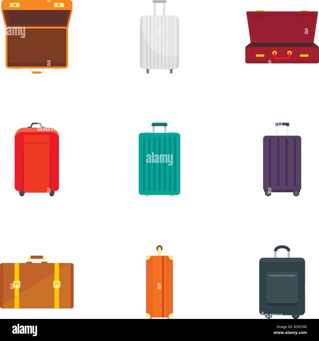 Luggage icon set. Flat set of 9 luggage vector icons for web design