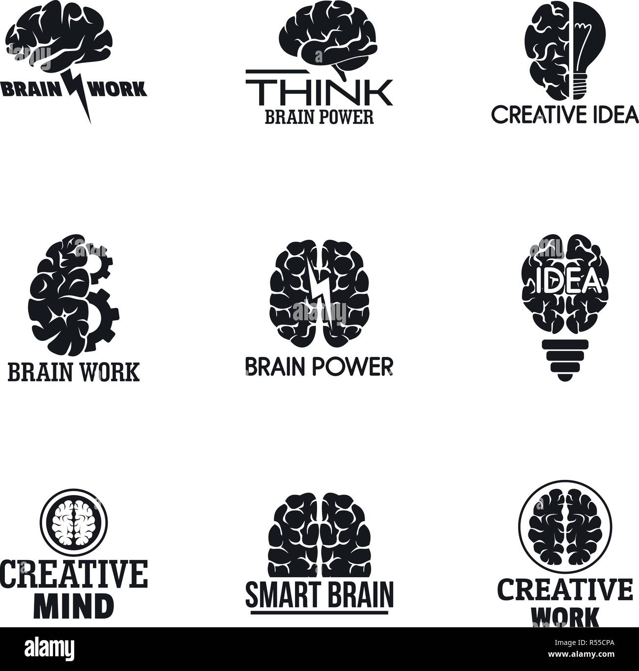 Smart brain logo set. Simple set of 9 smart brain vector logo for web  design on white background Stock Vector Image & Art - Alamy