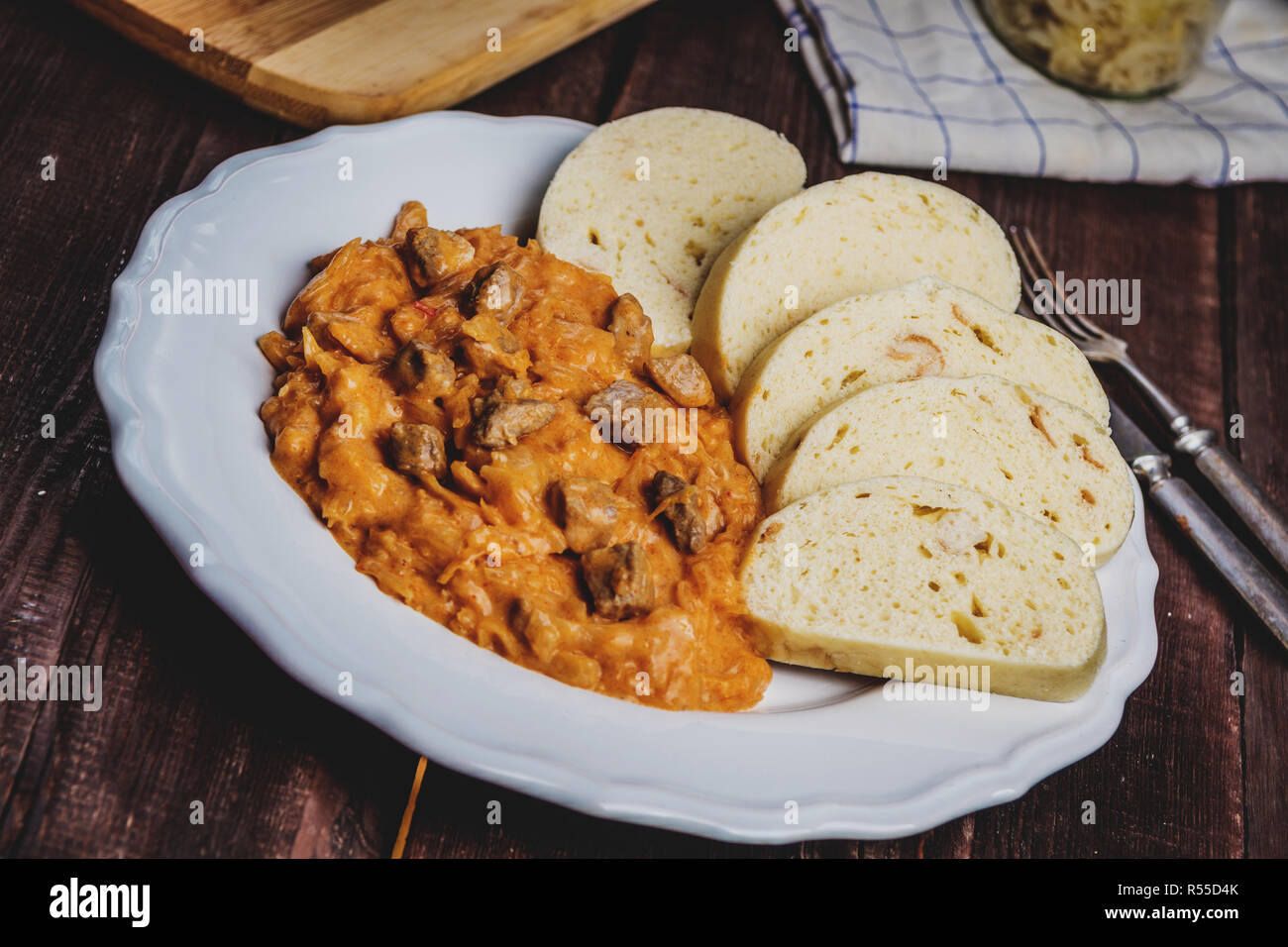 Traditional hungarian goulash (szeged gulyasz), with pork and pickled