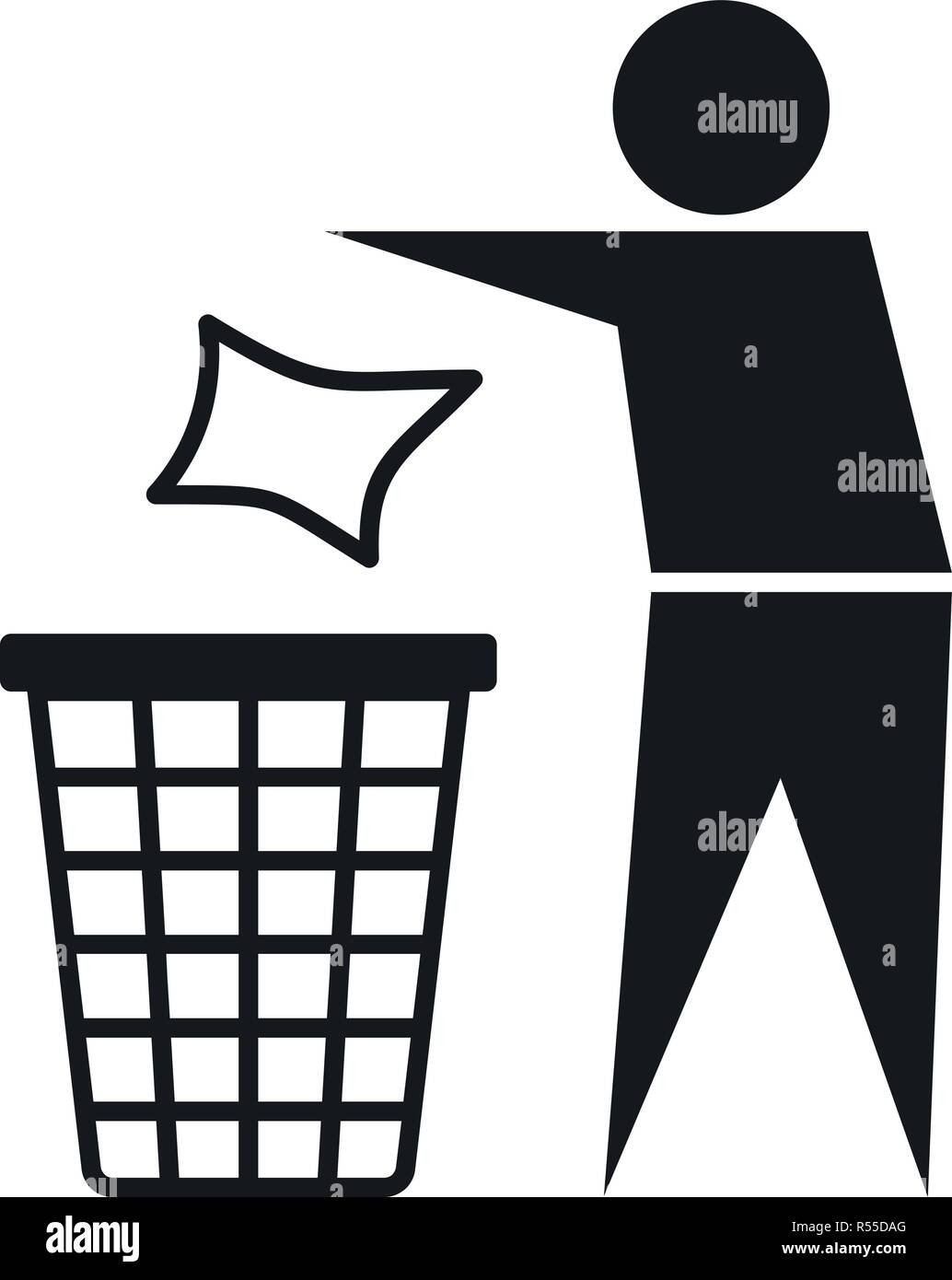 Drop garbage bin icon. Simple illustration of drop garbage bin vector icon for web design isolated on white background Stock Vector