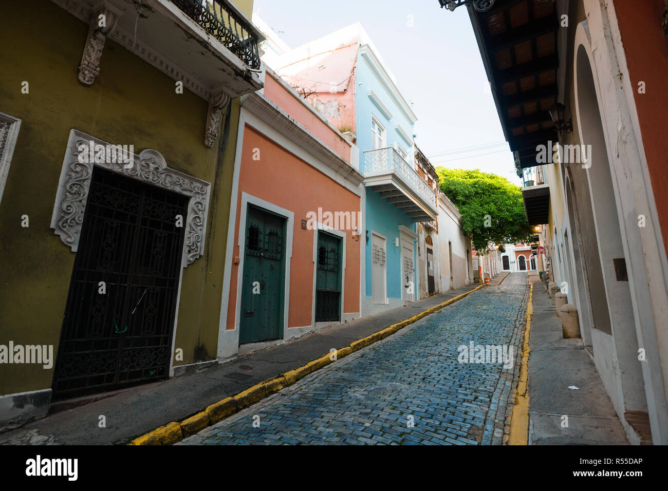 Colorful doorways and walls are a staple in the historic city center of Old San Juan on the