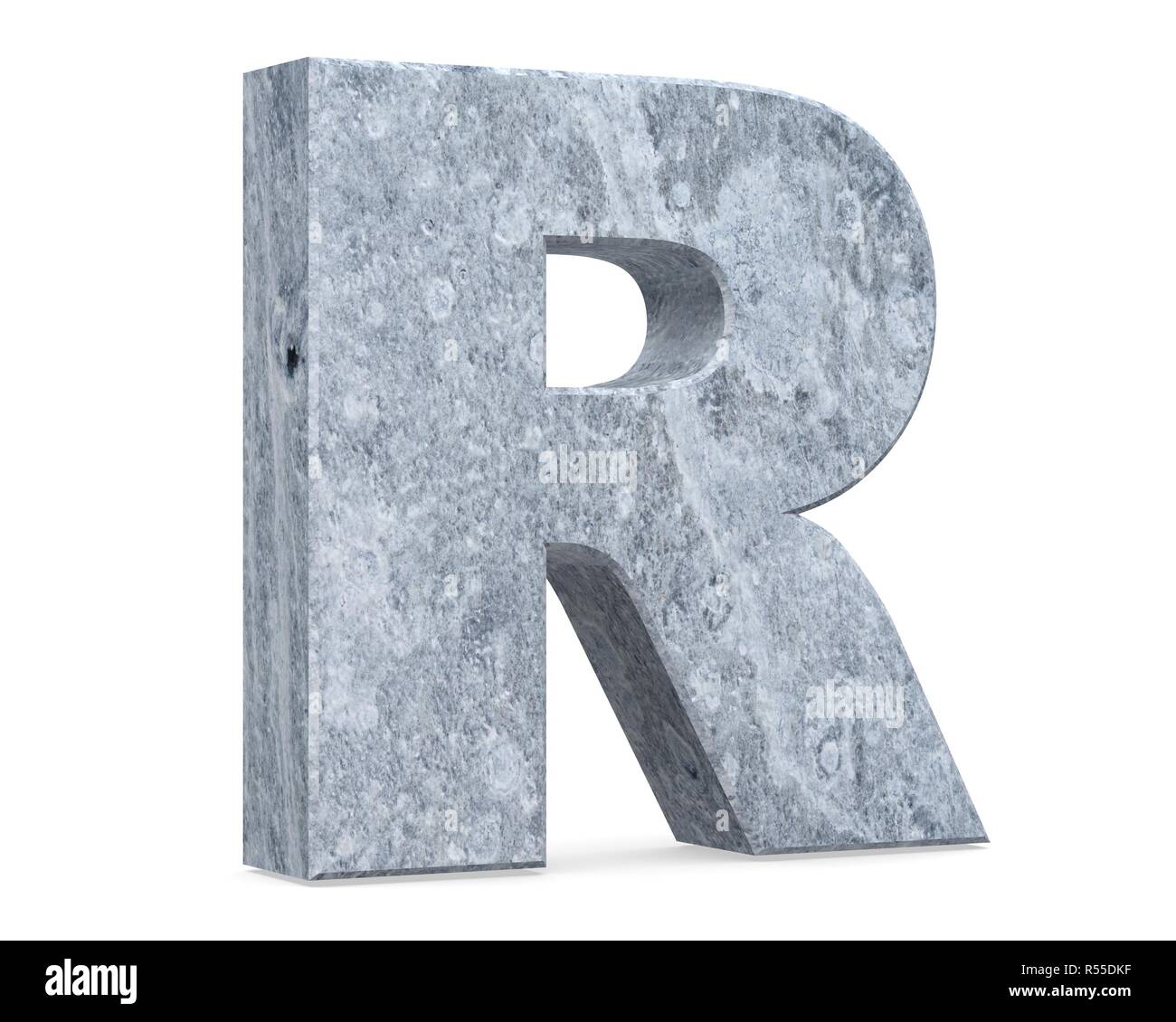 Concrete Capital Letter - R isolated on white background . 3D render ...