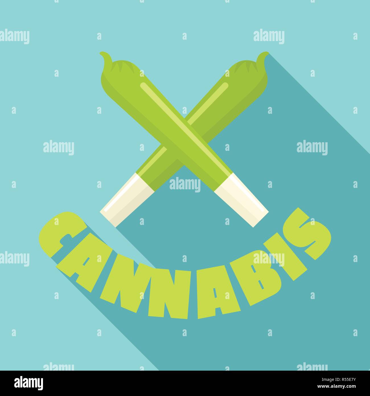 Cannabis cigar logo. Flat illustration of cannabis cigar vector logo for web design Stock Vector