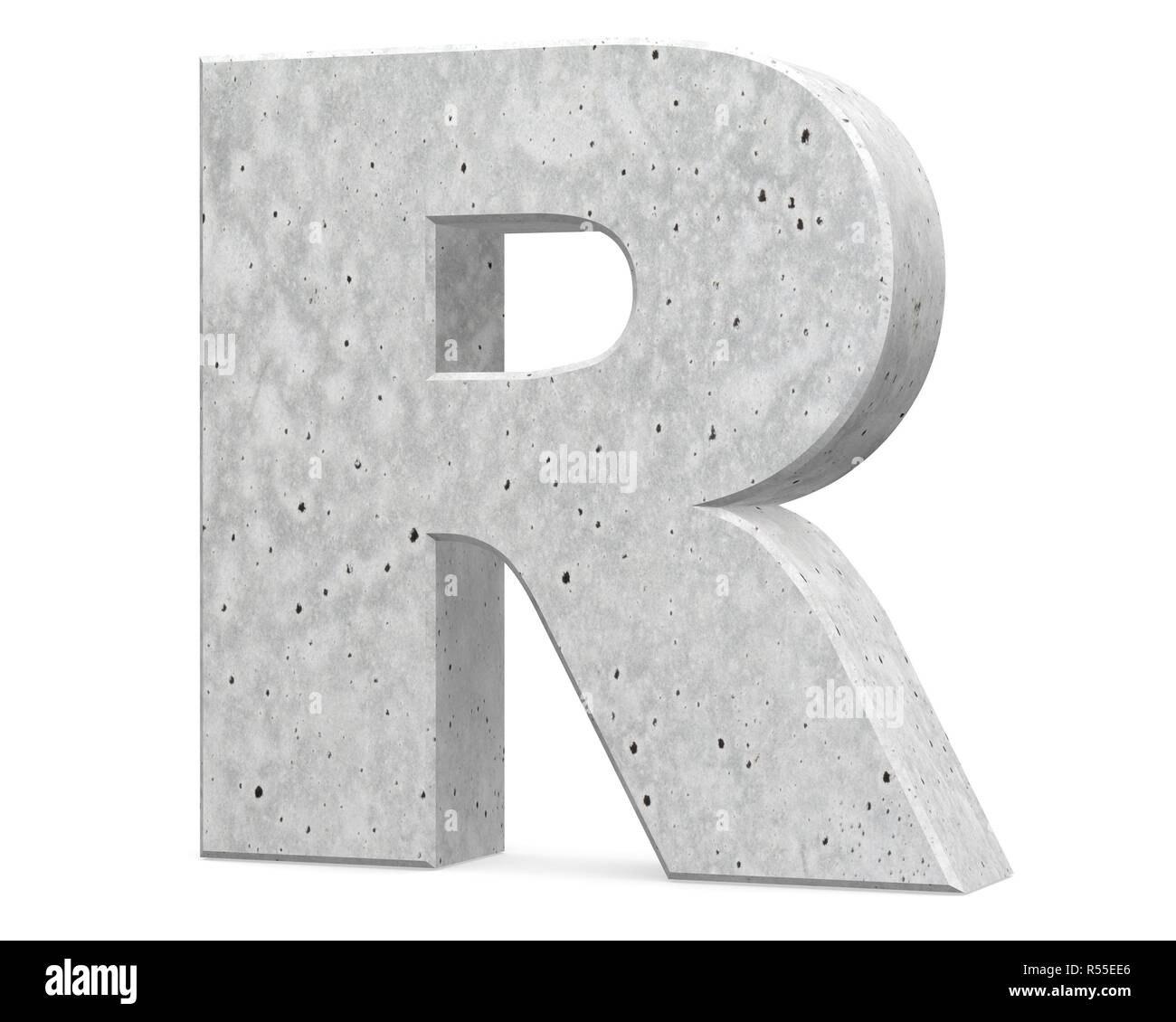 Concrete Capital Letter - R isolated on white background . 3D render ...