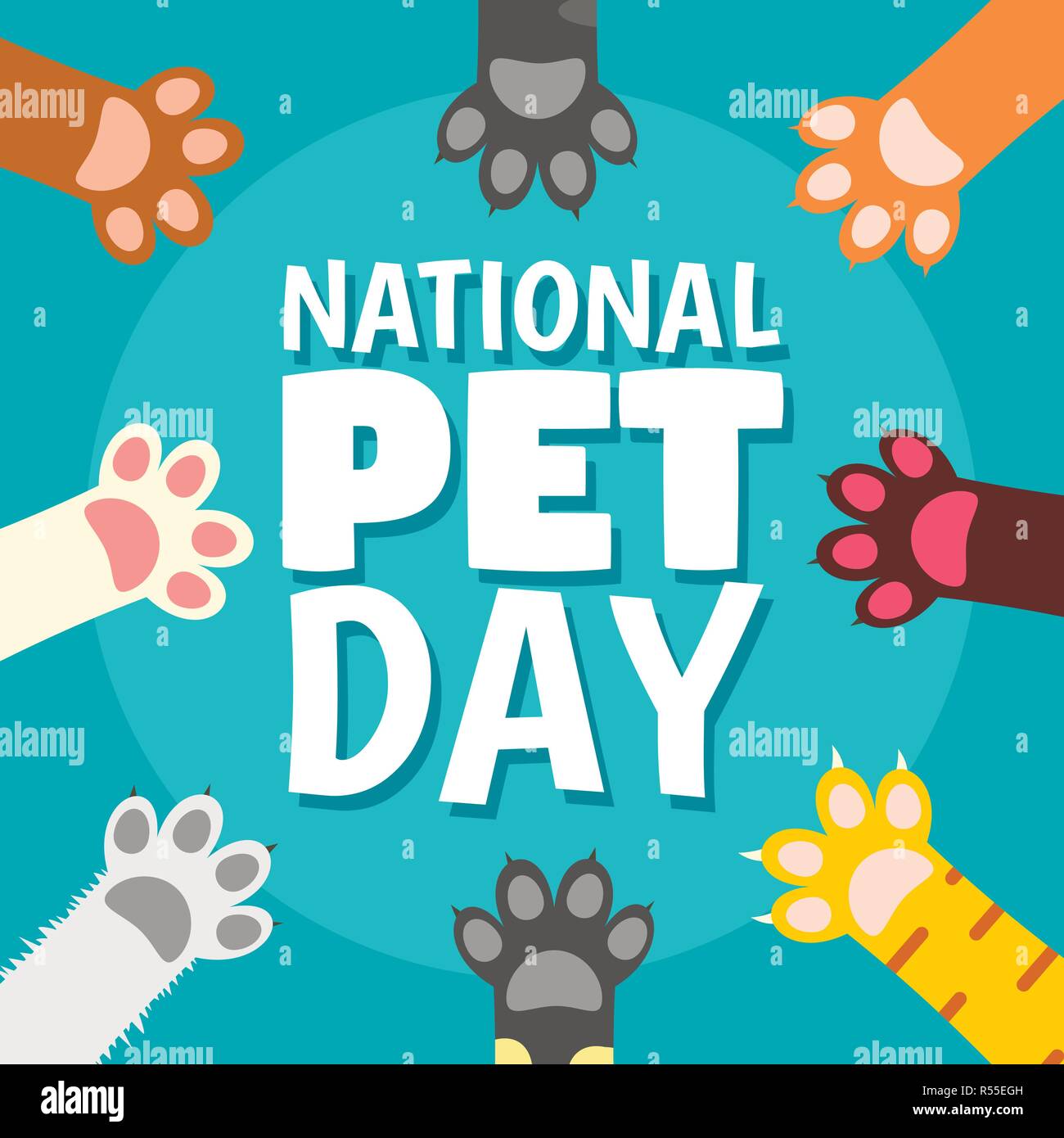 National pet day paw concept background. Flat illustration of national