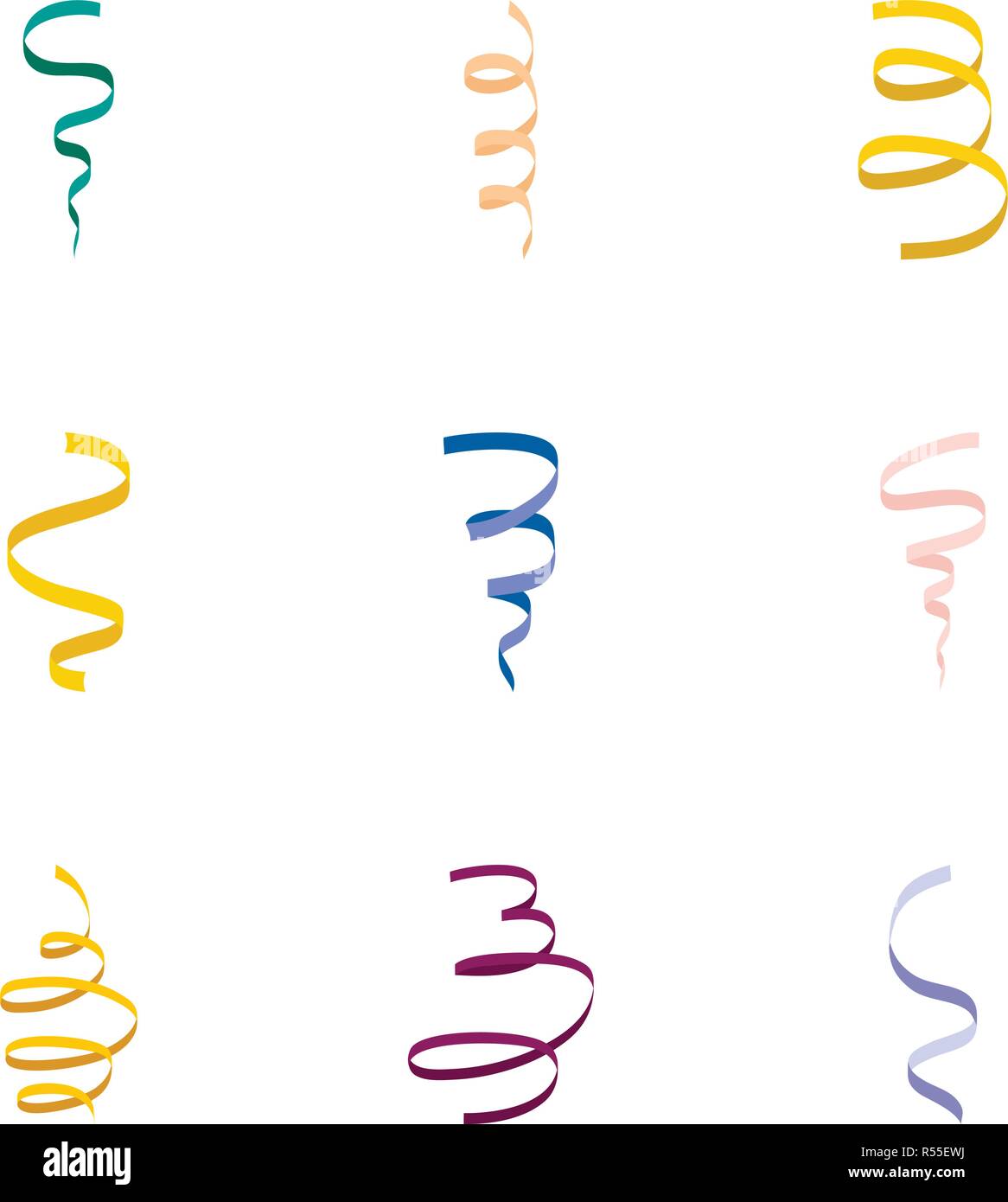 Coil ribbon icon set. Flat set of 9 coil ribbon vector icons for web ...