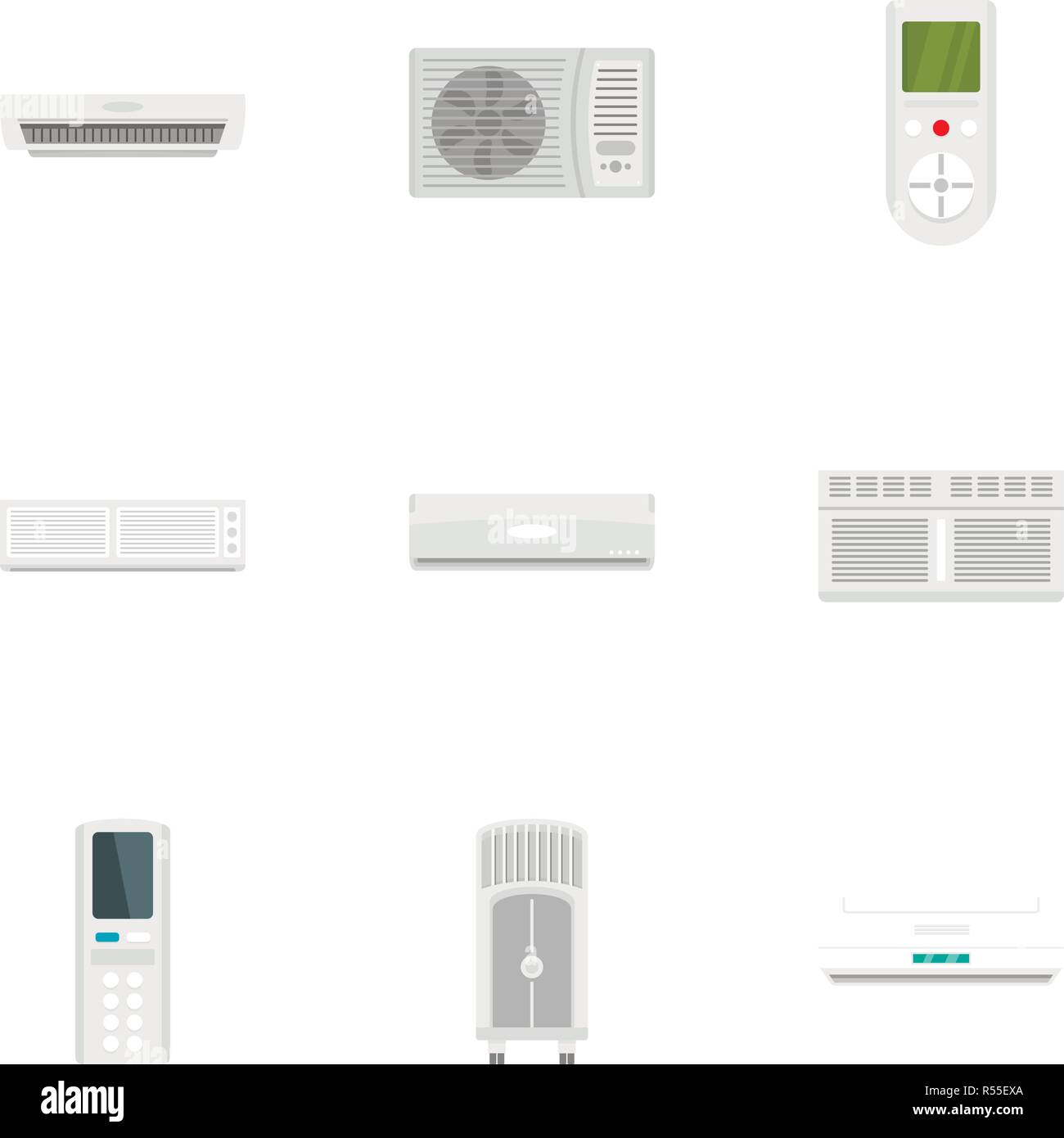Office conditioner icon set. Flat set of 9 office conditioner vector ...