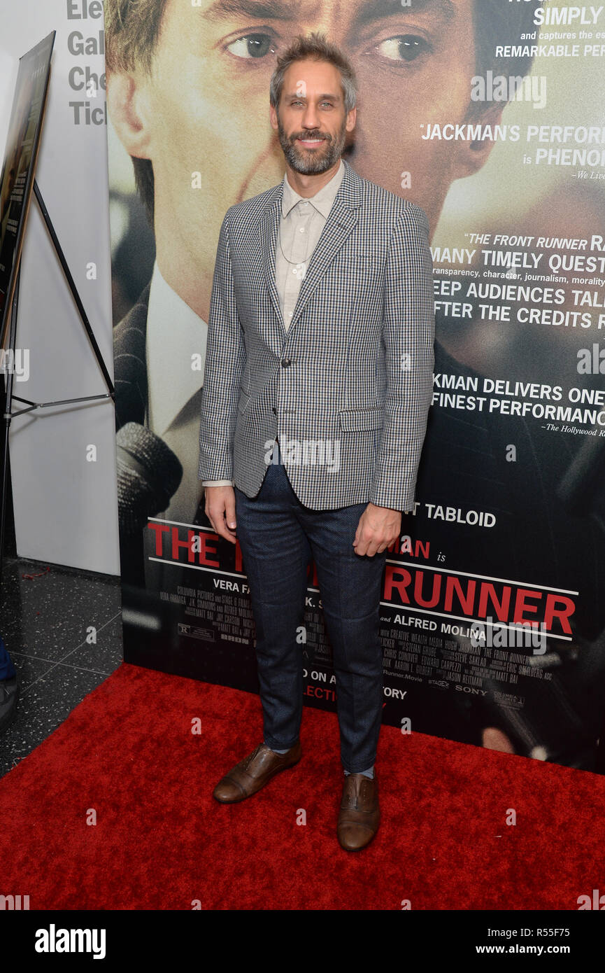 Rob Simonsen attends the New York premiere of 'The Front Runner' at the Museum of Modern Art on October 30, 2018 inNew York City. Stock Photo