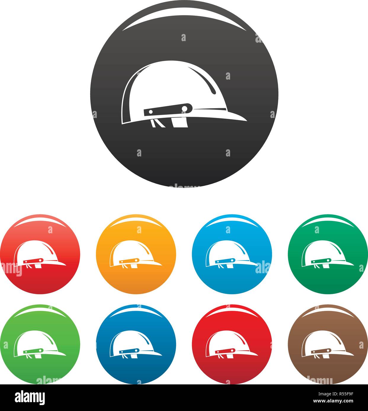 Cricket helmet icons set 9 color vector isolated on white for any