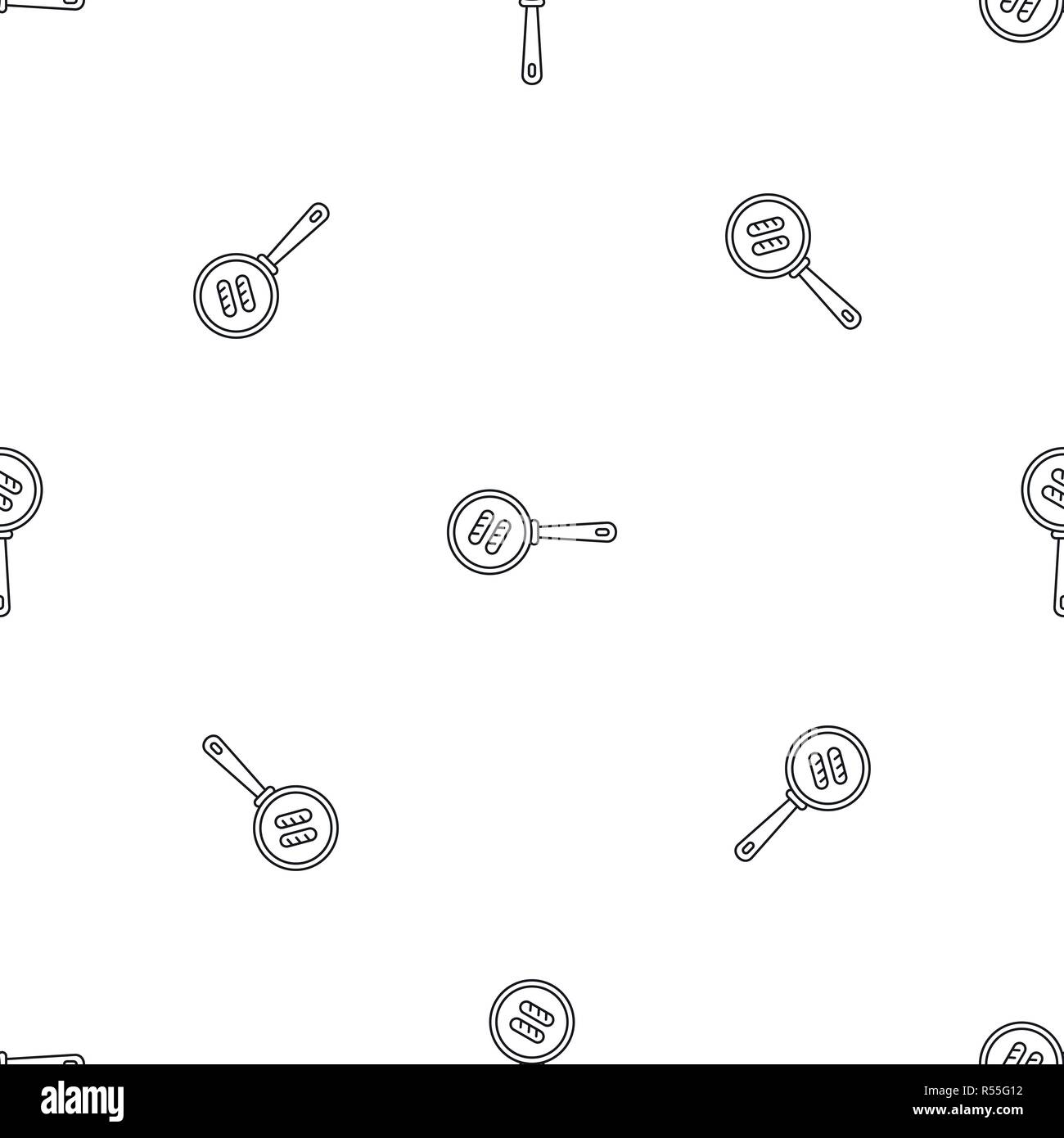 Sausage fry pan pattern seamless vector repeat geometric for any web design Stock Vector