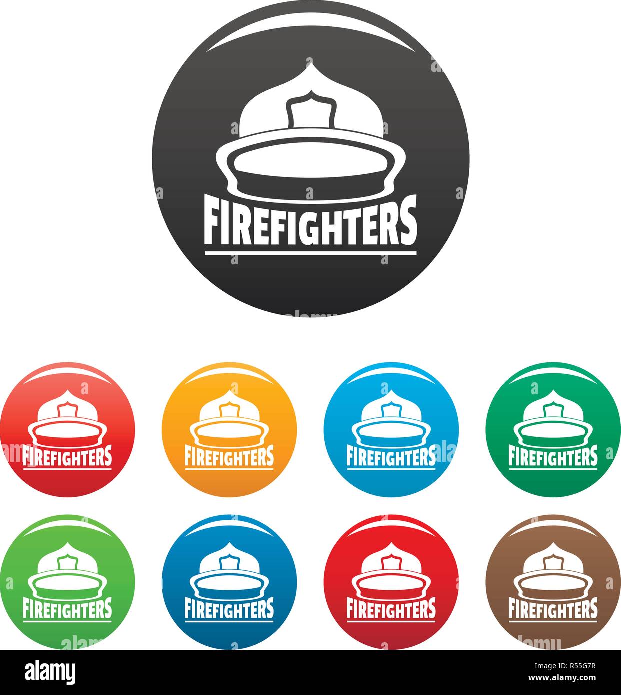 Firefighters helmet icons set 9 color vector isolated on white for any ...