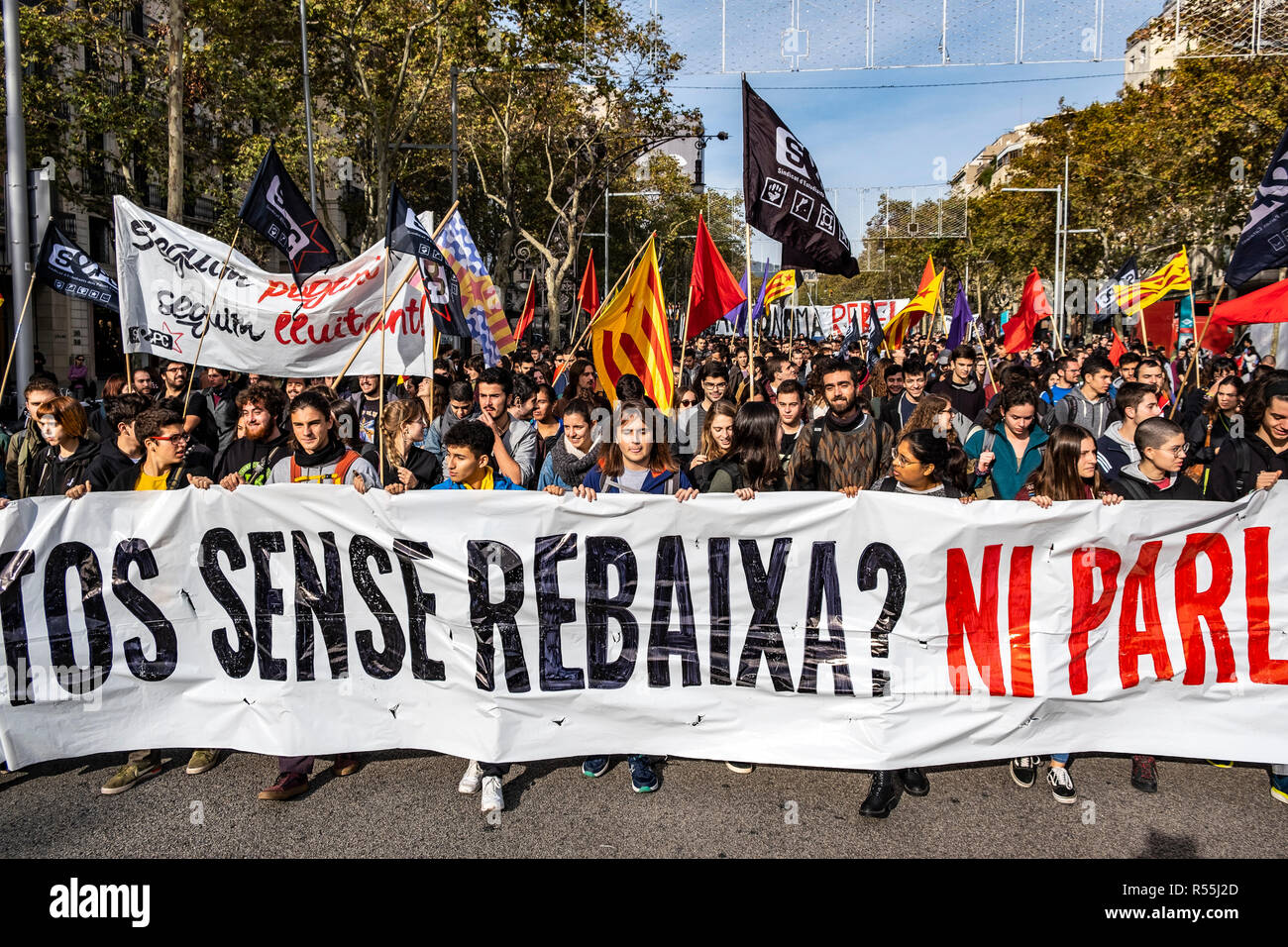 Students Are Seen Holding Banners And Flags During The Protest