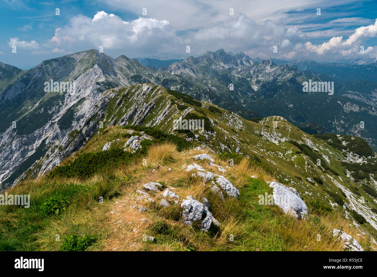Panoramic view from mount Sija, in the Vogel ski center area (Slovenia) Stock Photo