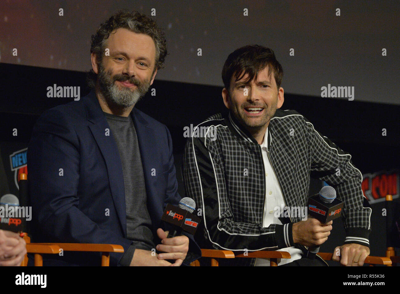 Michael Sheen and David Tennant attends the 'Good Omens' TV show panel at  New York Comic Con on October 6, 2018 in New York City Stock Photo - Alamy