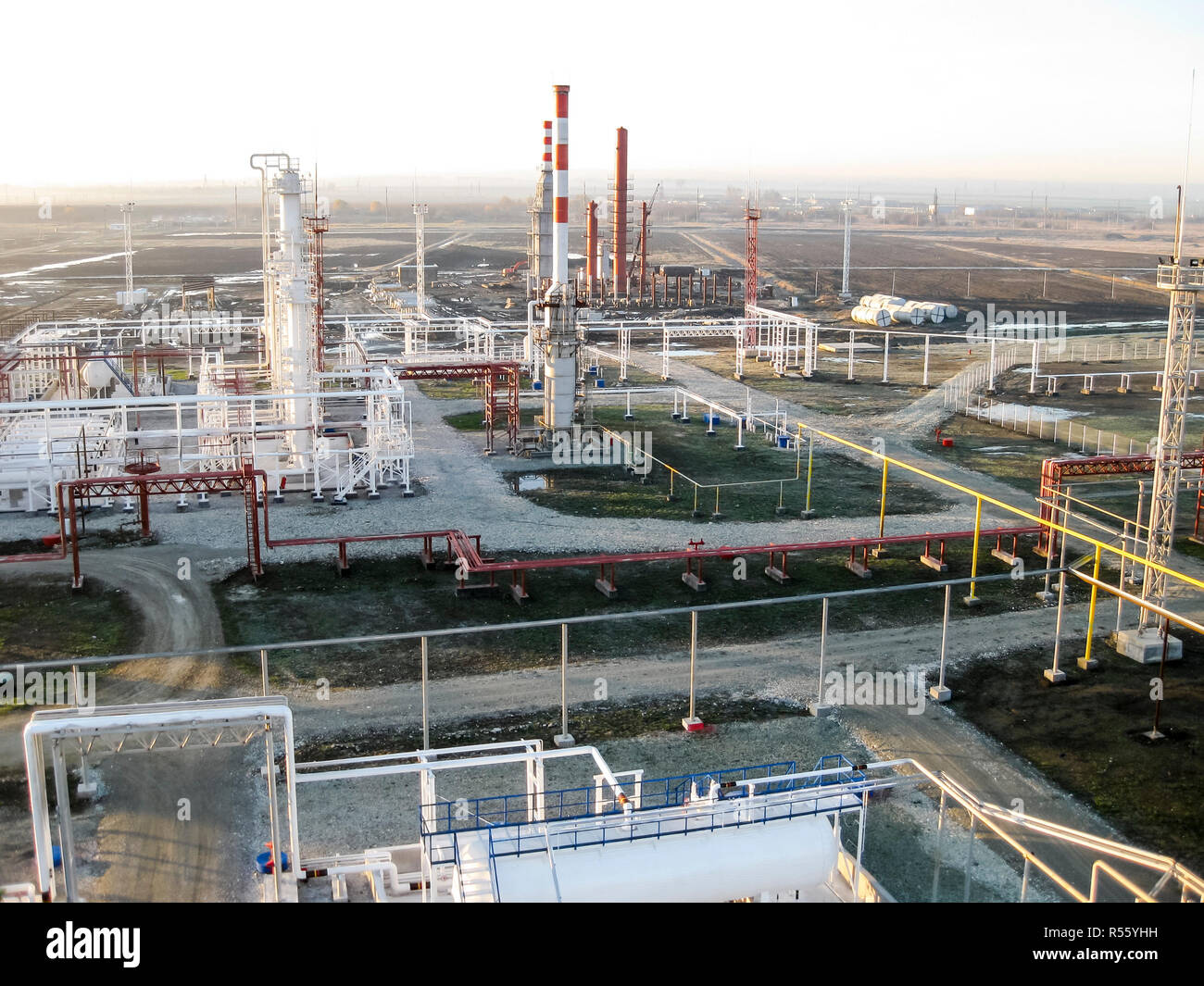 oil refinery. Equipment for primary oil refining Stock Photo