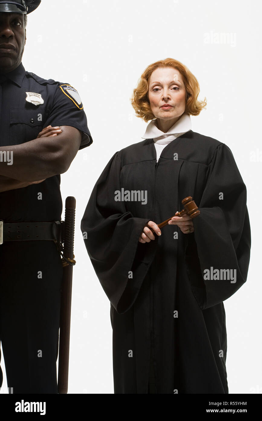 Portrait of a police officer and a judge Stock Photo