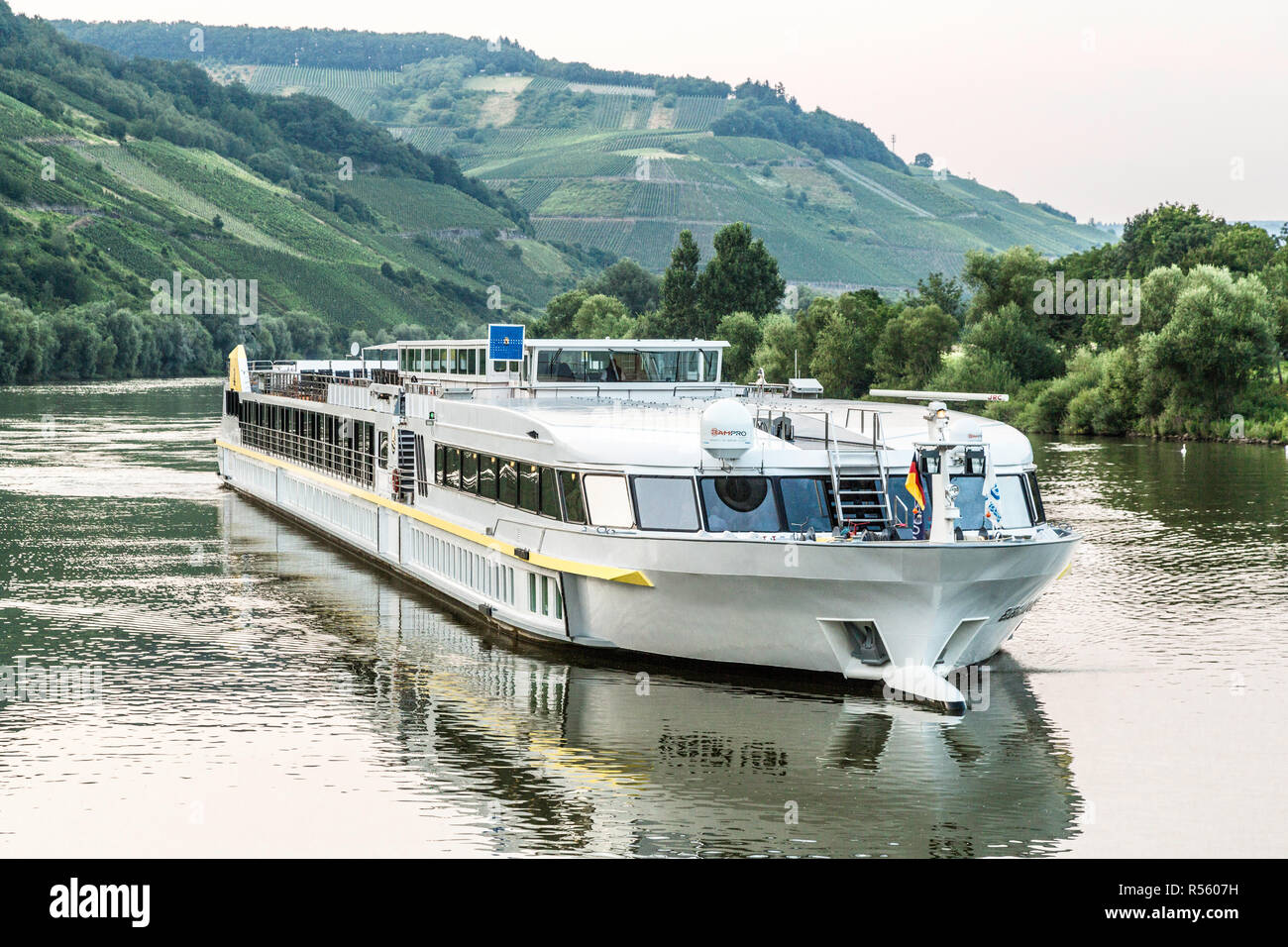 Germany.  River Cruise Boat on the Moselle River. Stock Photo