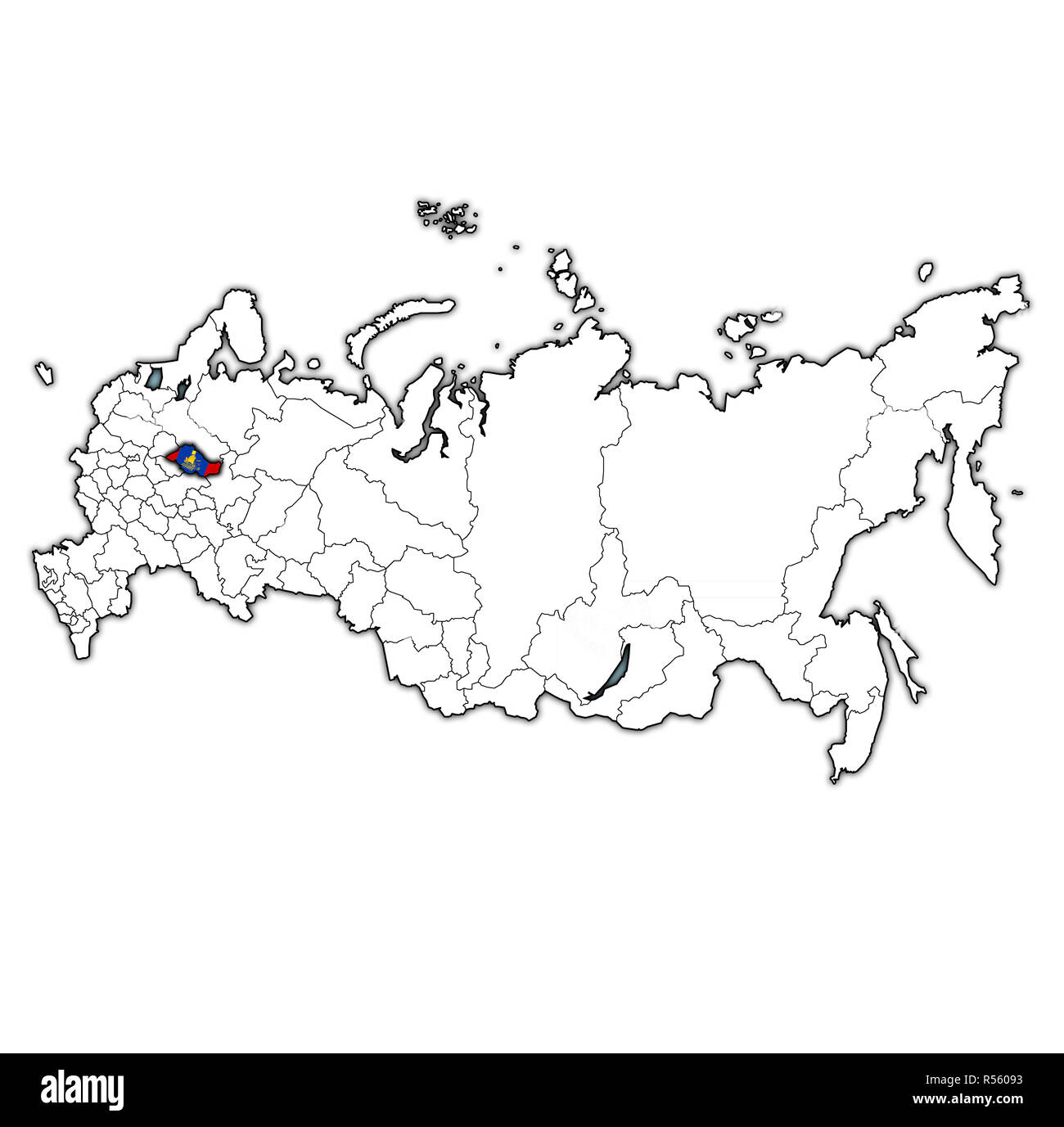 Russia flag map. Country outline with national flag Stock Photo - Alamy