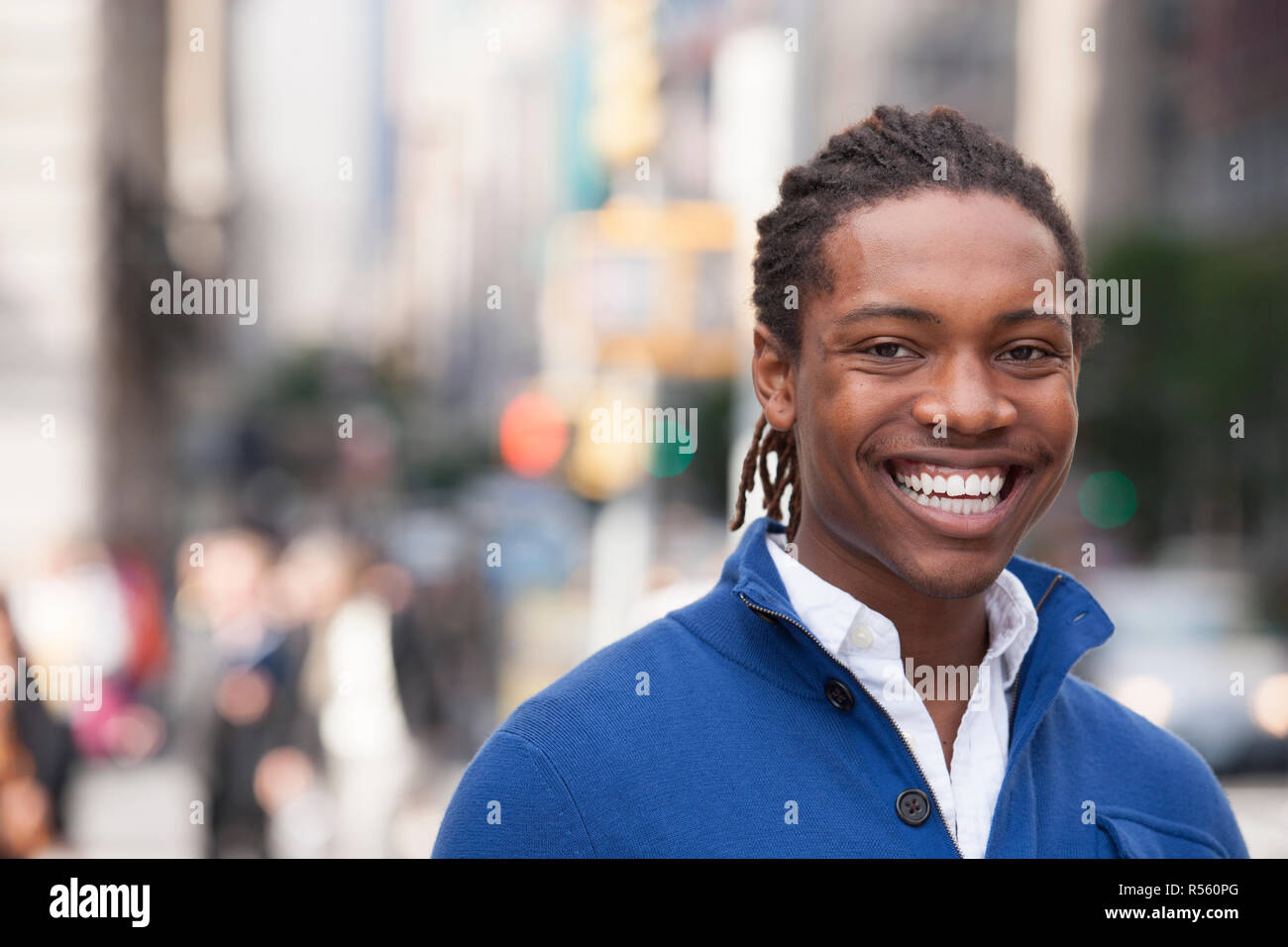 Portrait of pedestrian in city Stock Photo