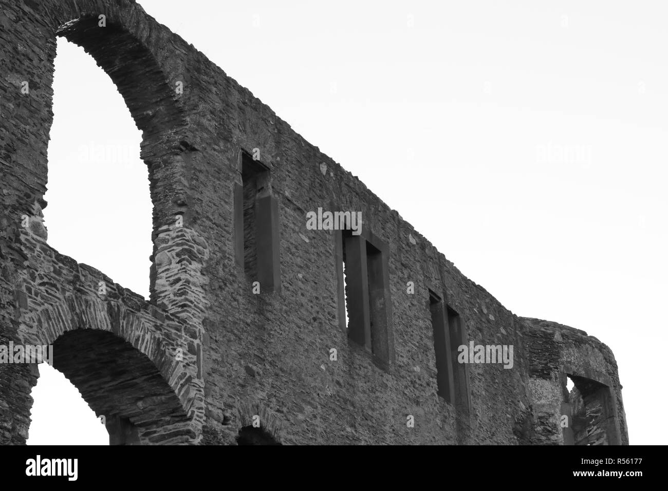Stone wall castle Black and White Stock Photos & Images - Alamy